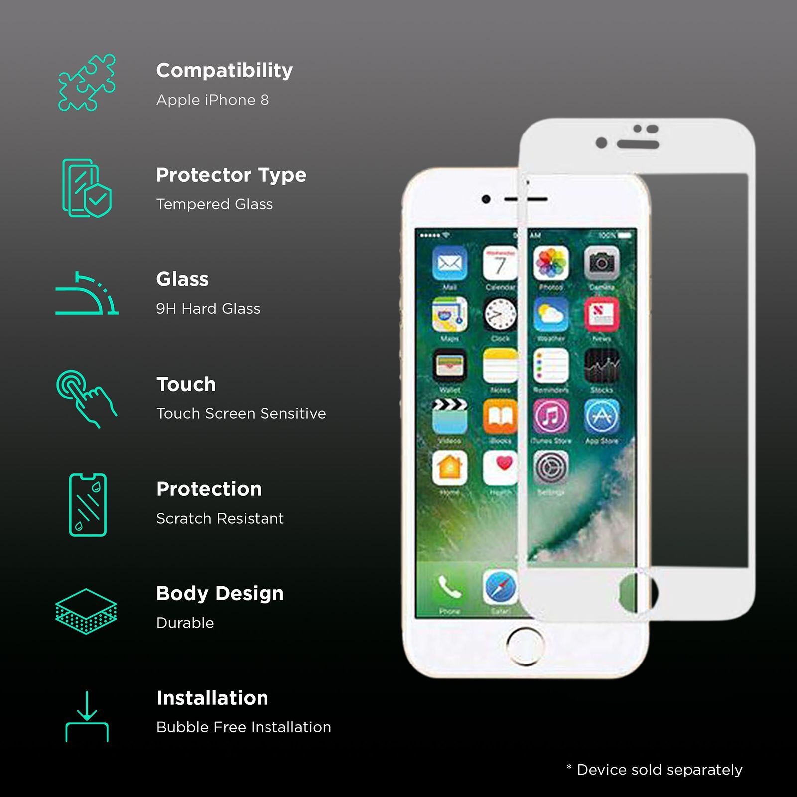 stuffcool MGGP3DIP8 3D Full Screen Tempered Glass for Apple iPhone 8 (Bubble Free Installation)_3