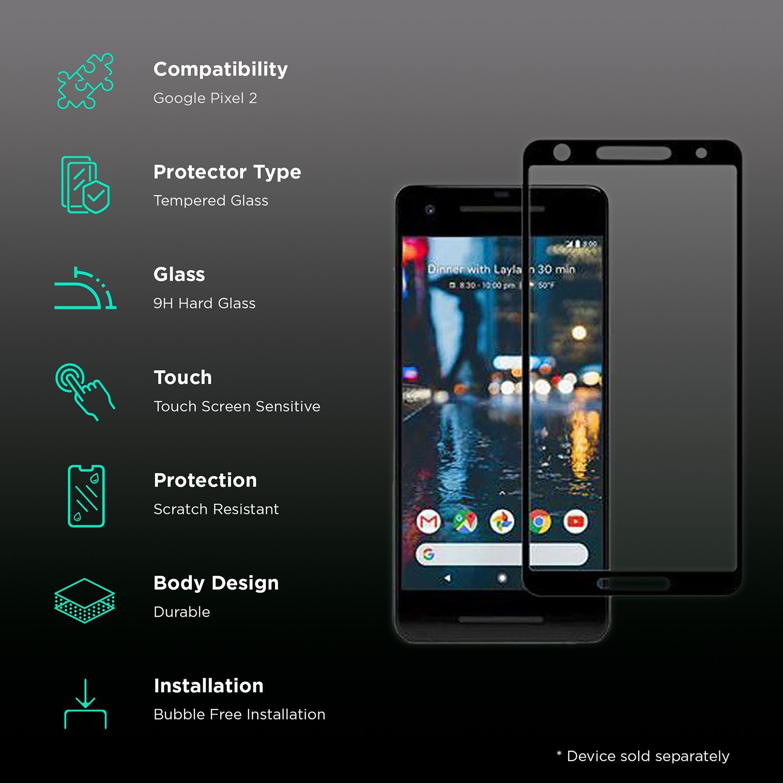 stuffcool MGGP3DGPIXEL2 3D Curved Tempered Glass for Google Pixel 2 (Bubble Free Installation)_3