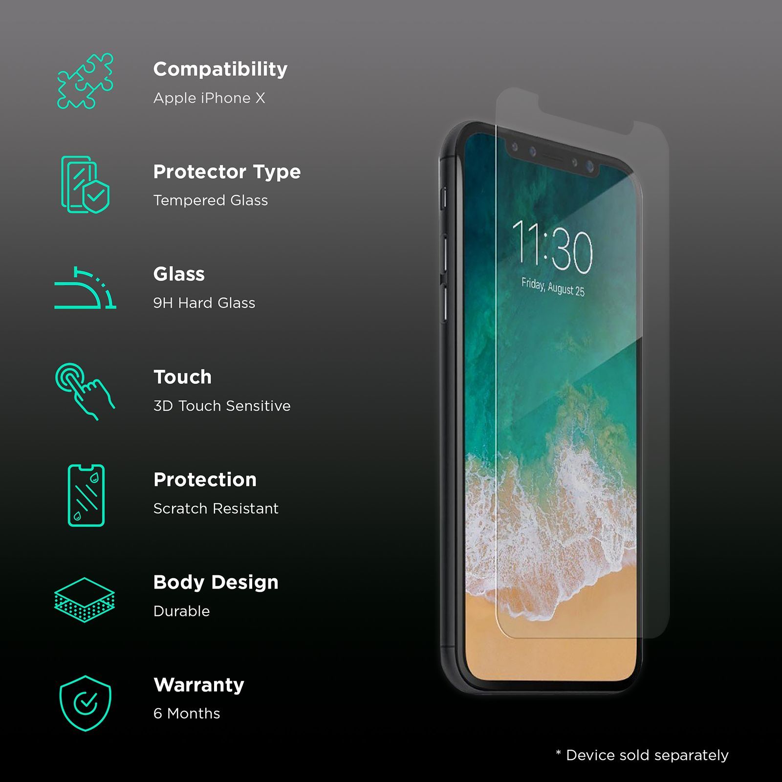 Brilyant Catz Tempered Glass Screen Protector for Apple iPhone X (Ultra Transparent Visibility)_3