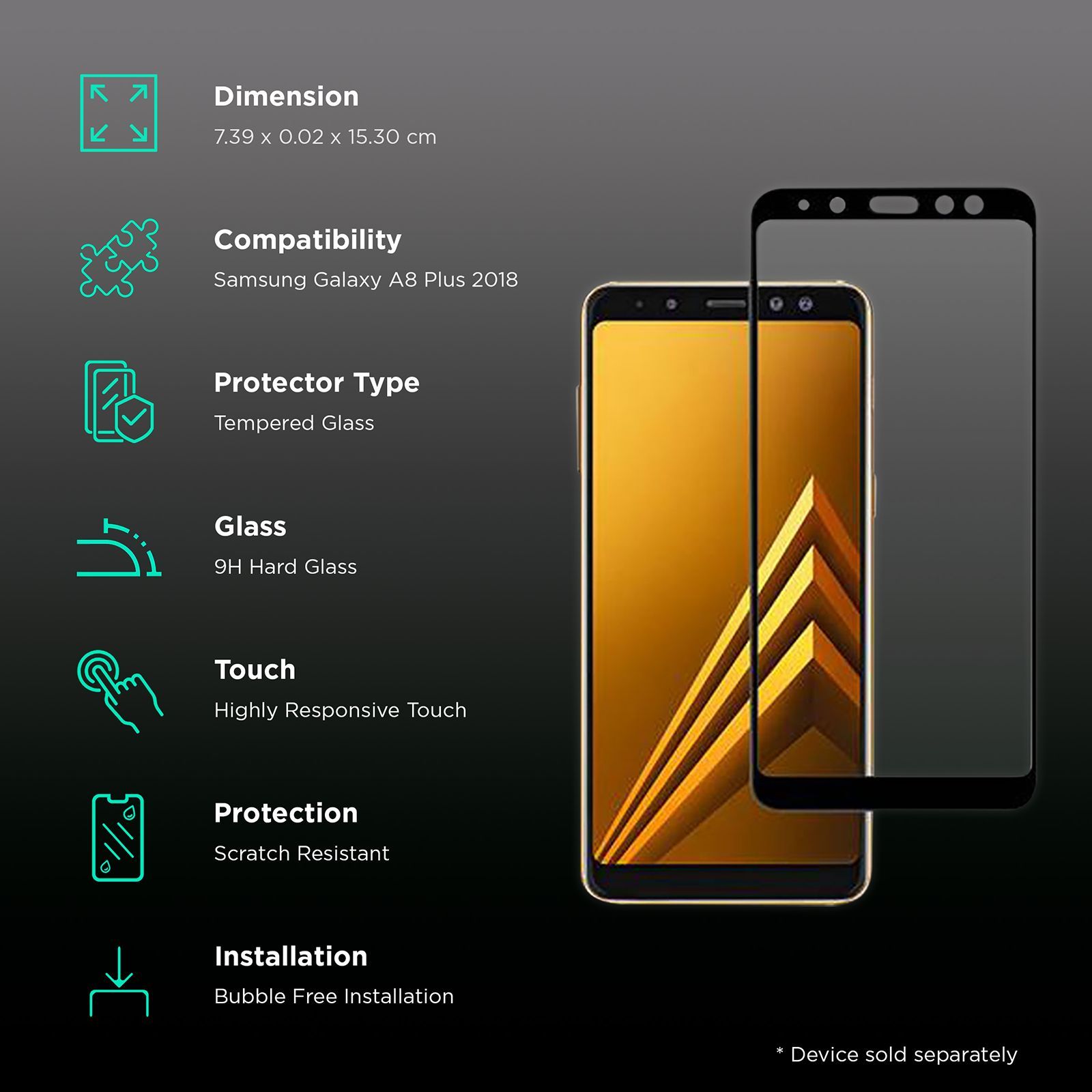 stuffcool MGGPSGA8P18 2.5D Tempered Glass for Samsung Galaxy A8 Plus 2018 (Scratch Resistant)_3