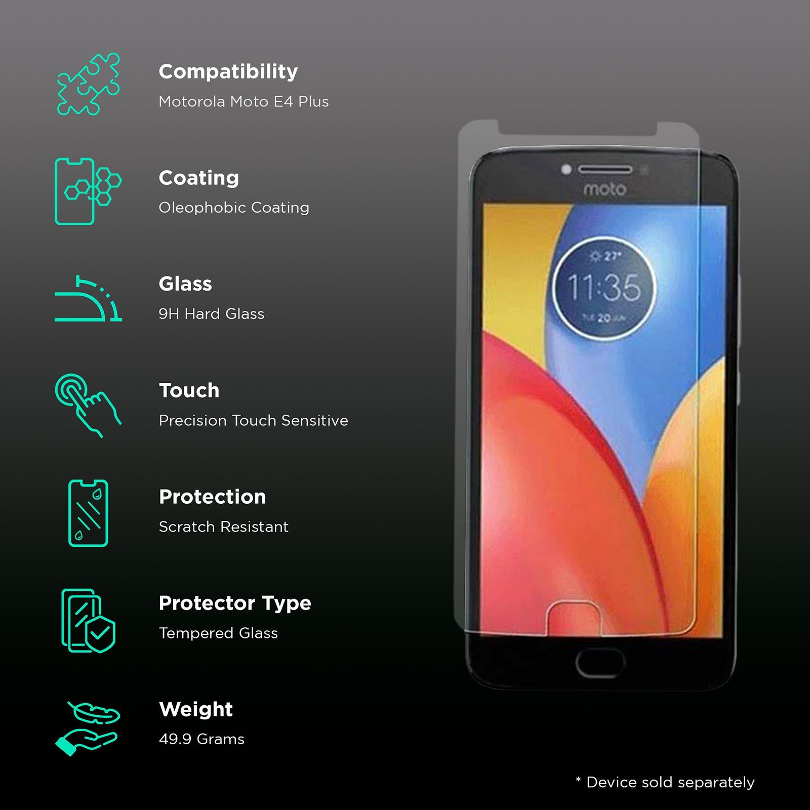 scratchgard Tempered Glass for Motorola Moto E4 Plus (Scratch Resistant)_2