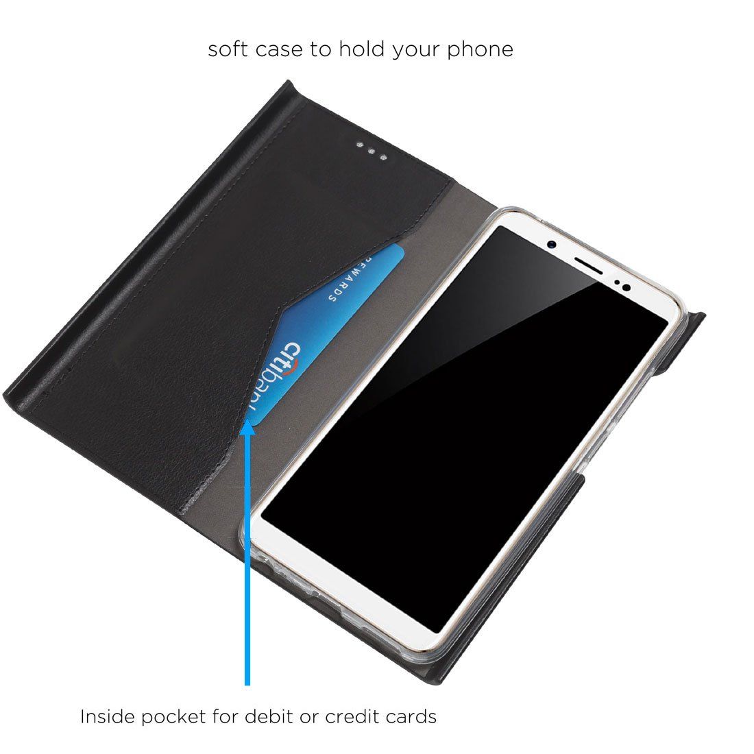 stuffcool Flipit Soft Polyurethane Leather Flip Cover for vivo V7 (Built-in Magnetic Flip Closure Lock, Black)_7