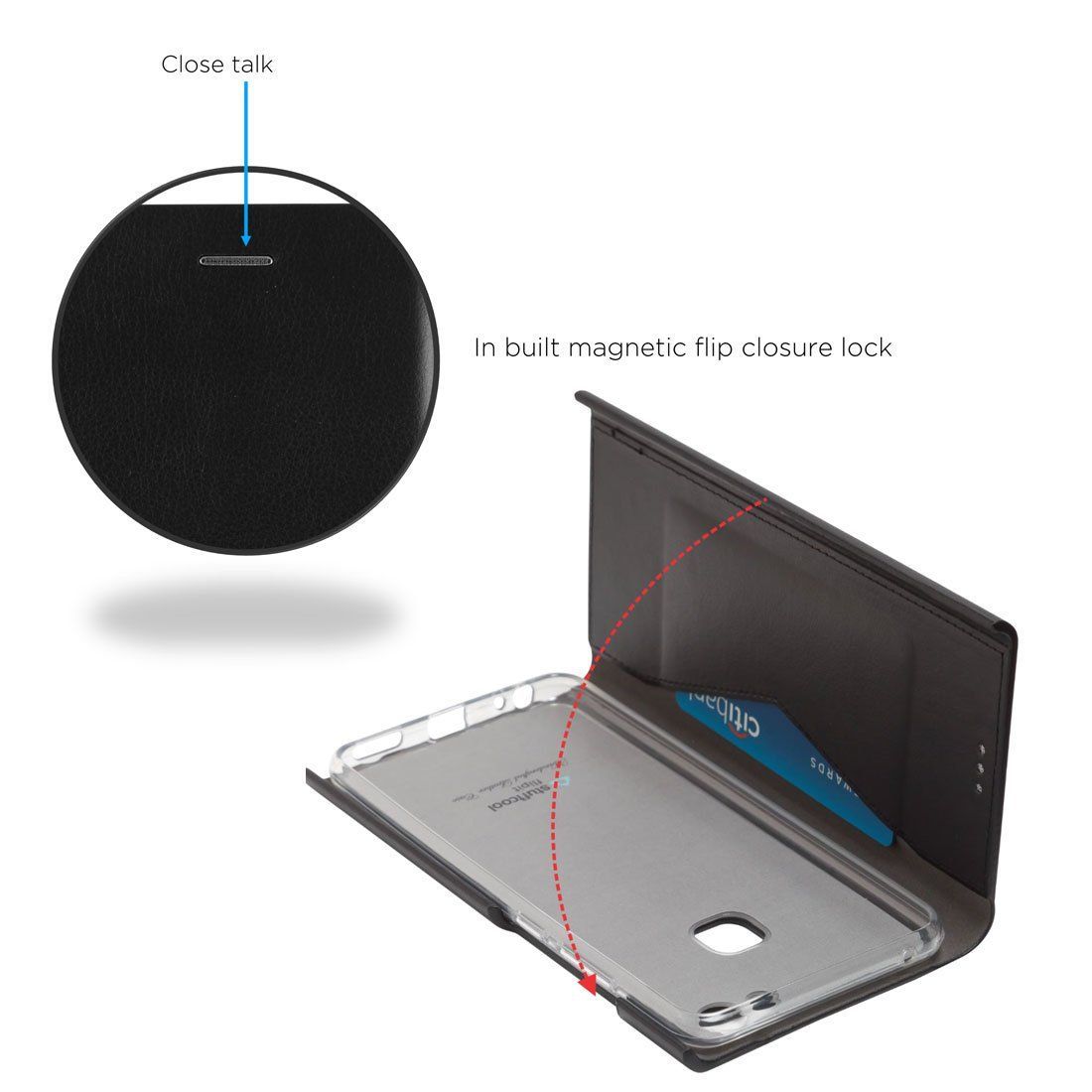 stuffcool Flipit Soft Polyurethane Leather Flip Cover for vivo V7 (Built-in Magnetic Flip Closure Lock, Black)_8