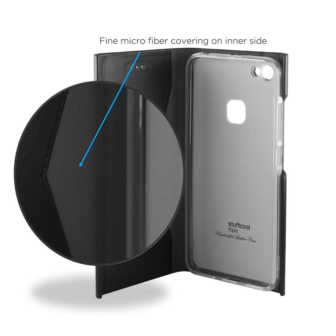 stuffcool Flipit Soft Polyurethane Leather Flip Cover for vivo V7 (Built-in Magnetic Flip Closure Lock, Black)_3