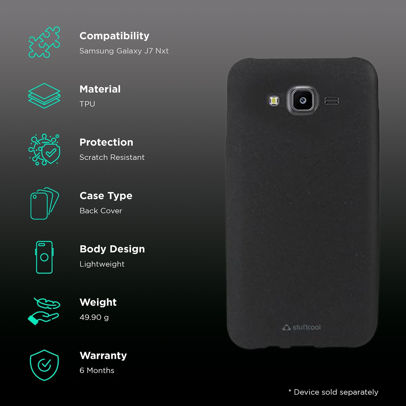 stuffcool Sable Sandy TPU Back Cover for Samsung Galaxy J7 Nxt (Camera Protection, Black)_2