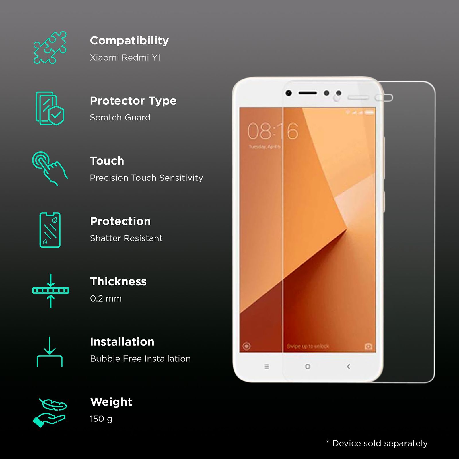 scratchgard Screen Protector for Xiaomi Redmi Y1 (Fingerprint Resistant)_3