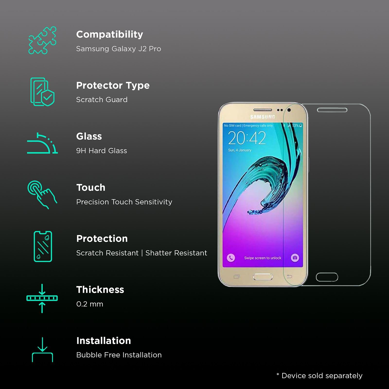 scratchgard Screen Protector for Samsung Galaxy J2 Pro (Fingerprint Resistant)_3