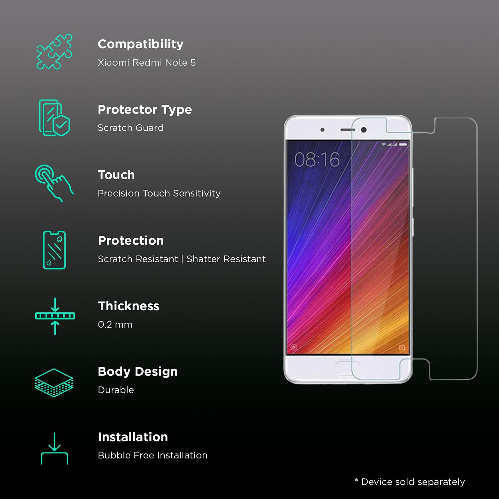 scratchgard Screen Protector for Xiaomi Redmi Note 5 (Fingerprint Resistant)_3