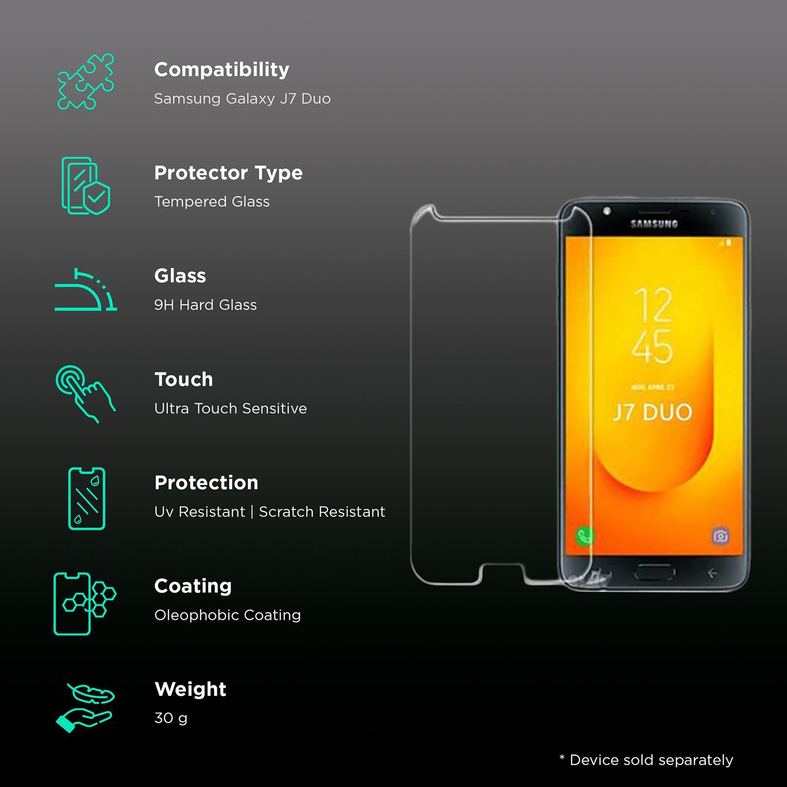scratchgard TGS Tempered Glass for Samsung Galaxy J7 Duo (Full Touch Sensitivity)_3