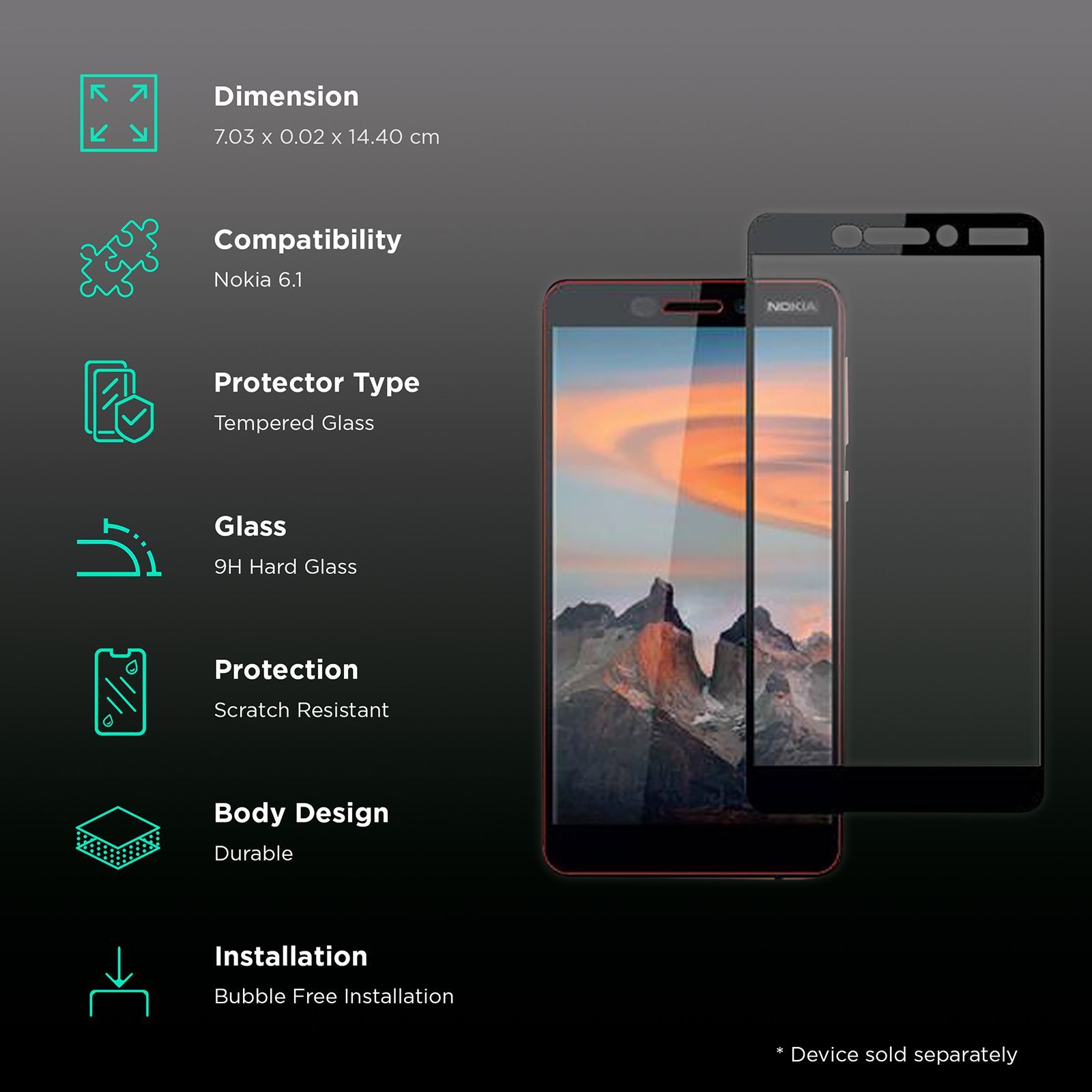 stuffcool Mighty 2.5D Tempered Glass for Nokia 6.1 (9H Hardness)_3
