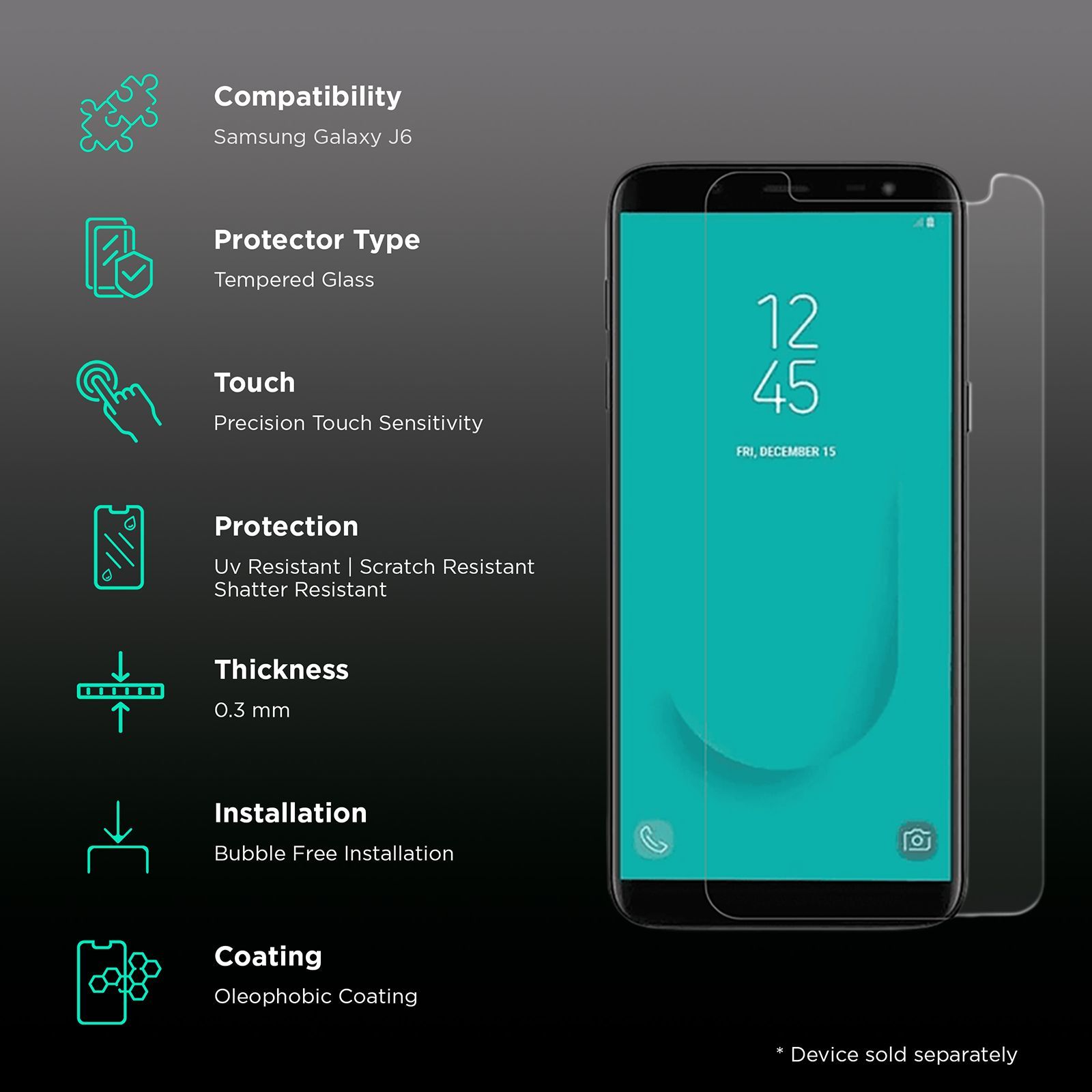 scratchgard Screen Protector For Samsung Galaxy J6 (Fingerprint Resistant)_3