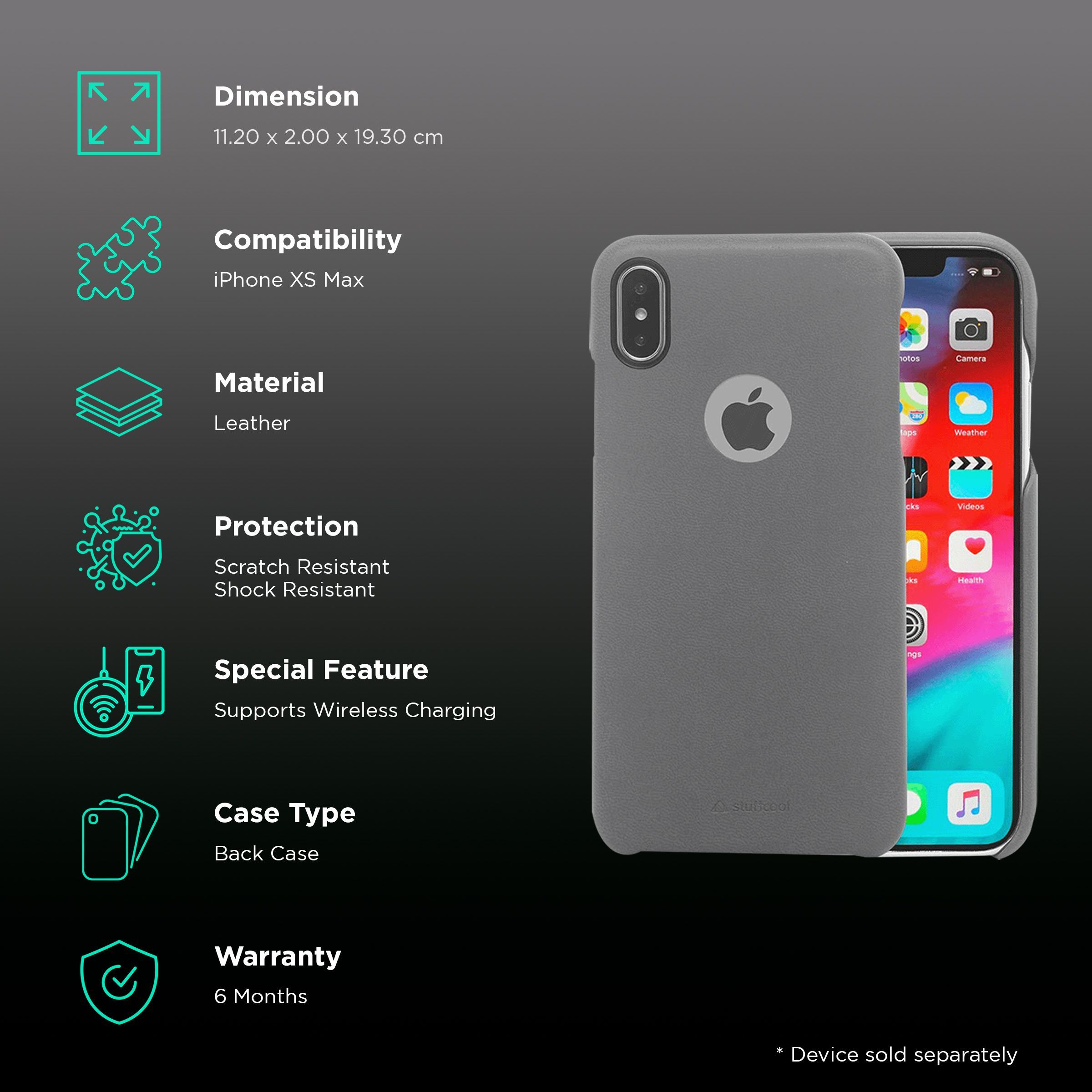 stuffcool Joli Faux Leather Back Cover for Apple iPhone XS Max (Wireless Charging Compatible, Grey)_2