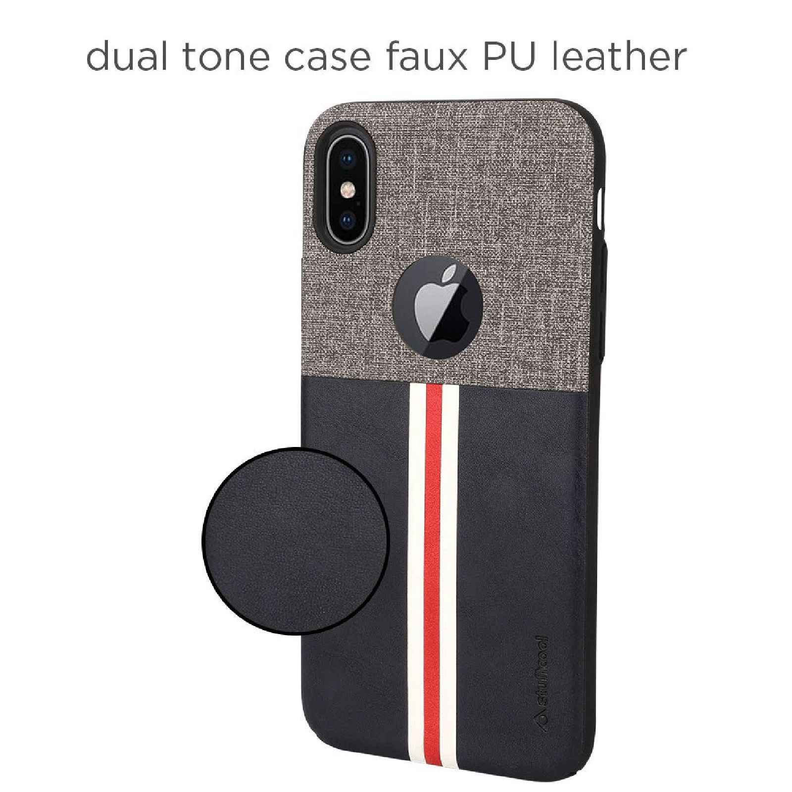 stuffcool Eto Sport PU Leather Back Cover for Apple iPhone XS Max (Camera Protection, Black and Grey)_6