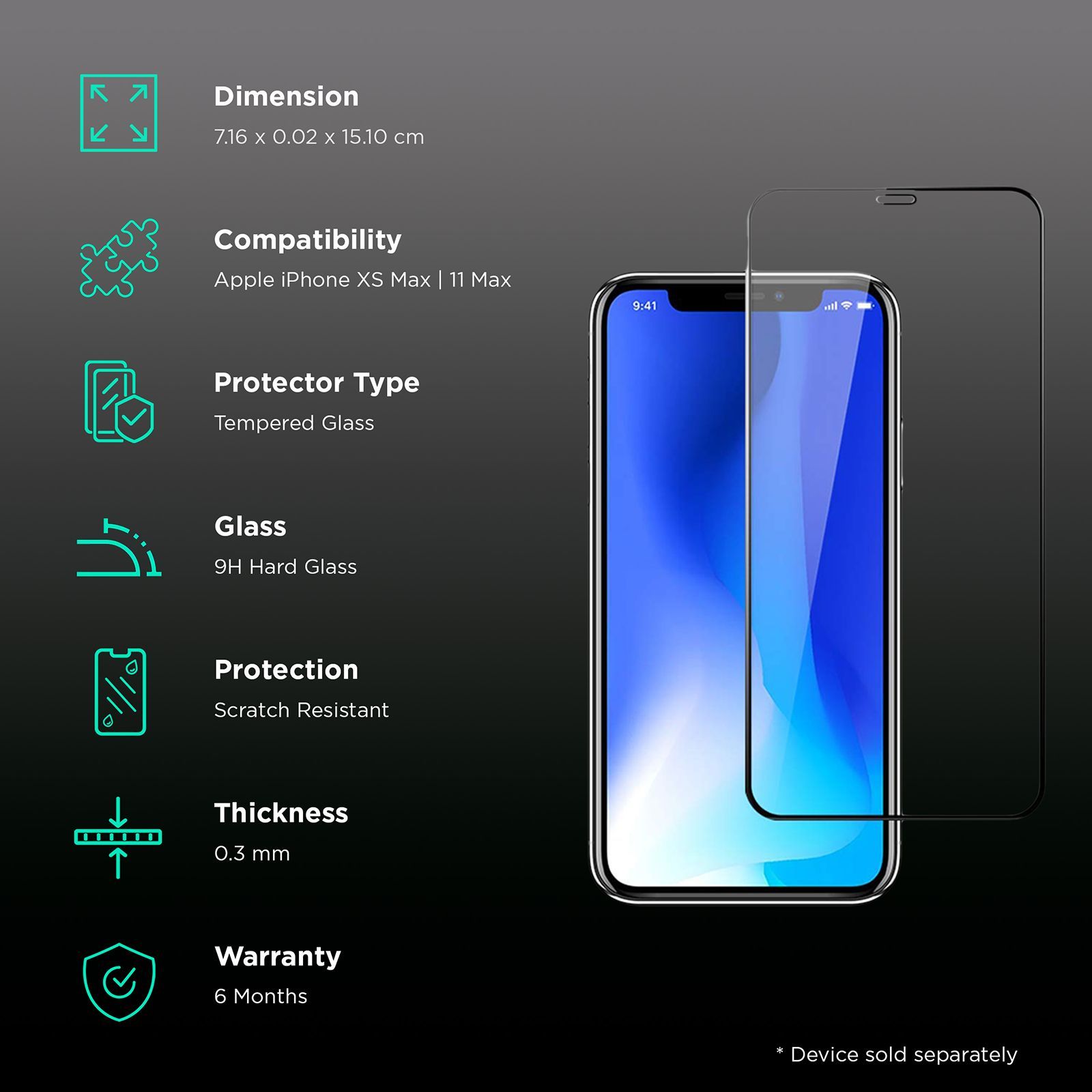 stuffcool Mighty 2.5D Tempered Glass for Apple iPhone XS Max, 11 Max (9H Hardness) stuffcool Mighty 2.5D Tempered Glass for Apple iPhone XS Max, 11 Max (9H Hardness)_3