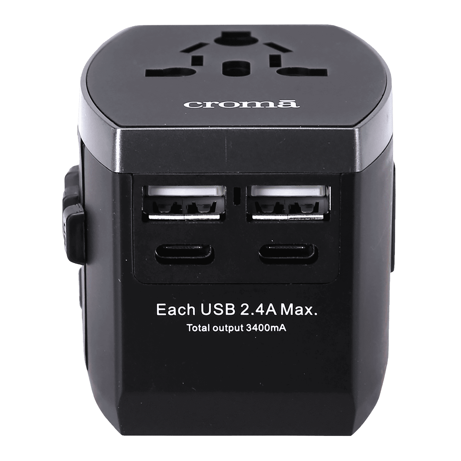 Croma Type A & Type C 4-Port Charger (Adapter Only, AC Outlet With Safety Shutter, Black)_3