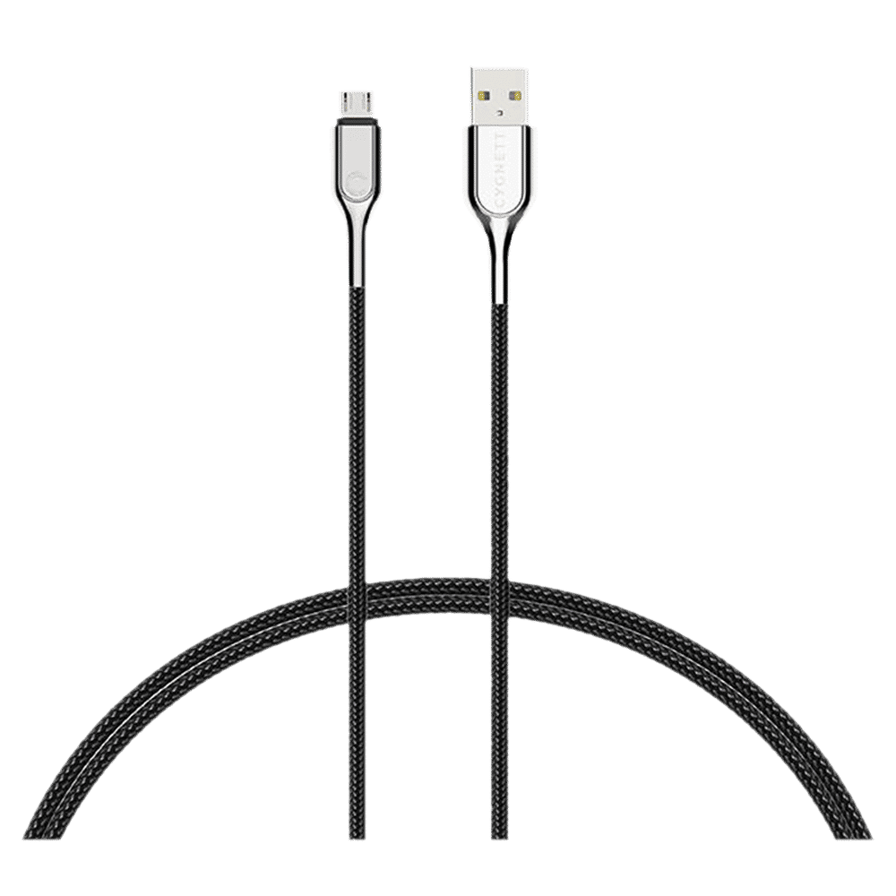 CYGNETT Armoured Type A to Micro USB 6.5 Feet (2M) Cable (Double Braided Nylon, Black)_1