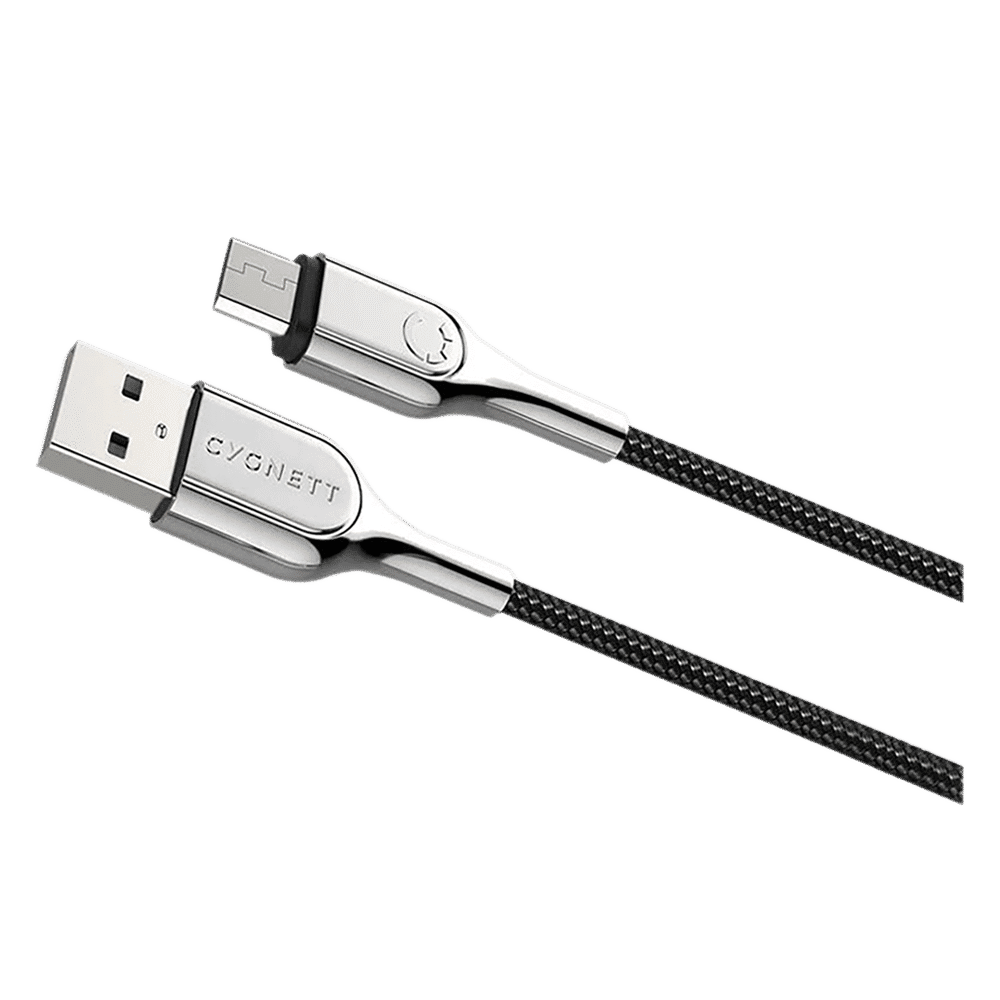 CYGNETT Armoured Type A to Micro USB 6.5 Feet (2M) Cable (Double Braided Nylon, Black)_3