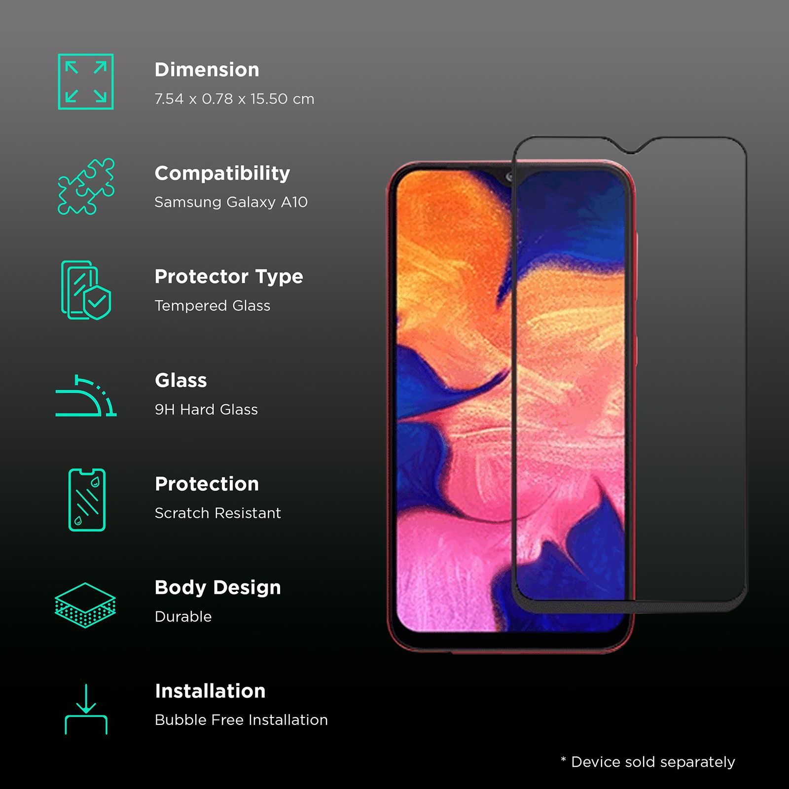 stuffcool MGGP25DSGA10 2.5D Tempered Glass for Samsung Galaxy A10 (Scratch Resistant)_3