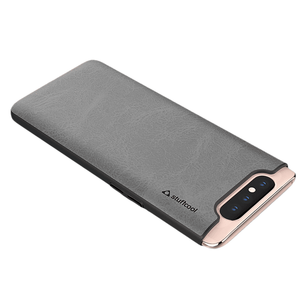 stuffcool Rego PU Leather Back Cover for SAMSUNG Galaxy A80 (Wireless Charging Compatible, Black)_7