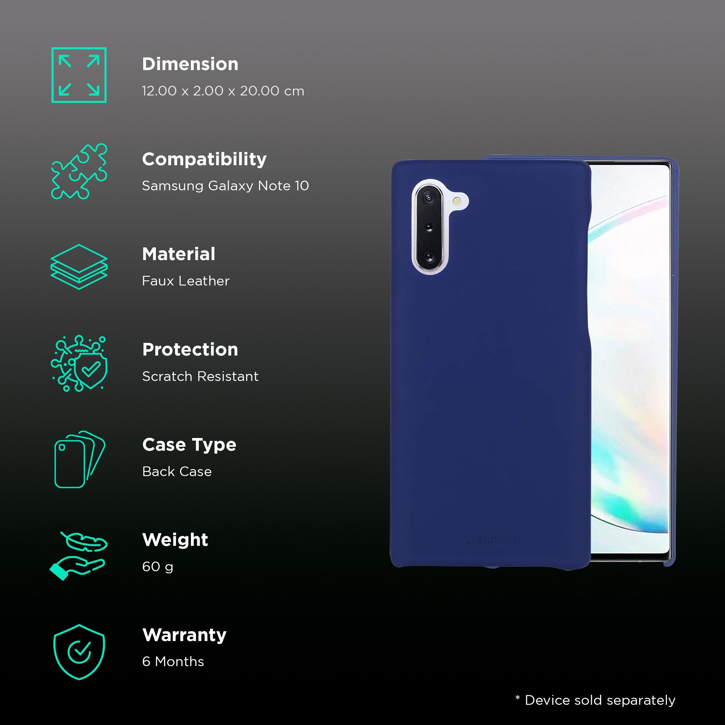 stuffcool Uni Faux Leather Back Cover for SAMSUNG Galaxy Note 10 (Scratch Resistant, Blue)_2