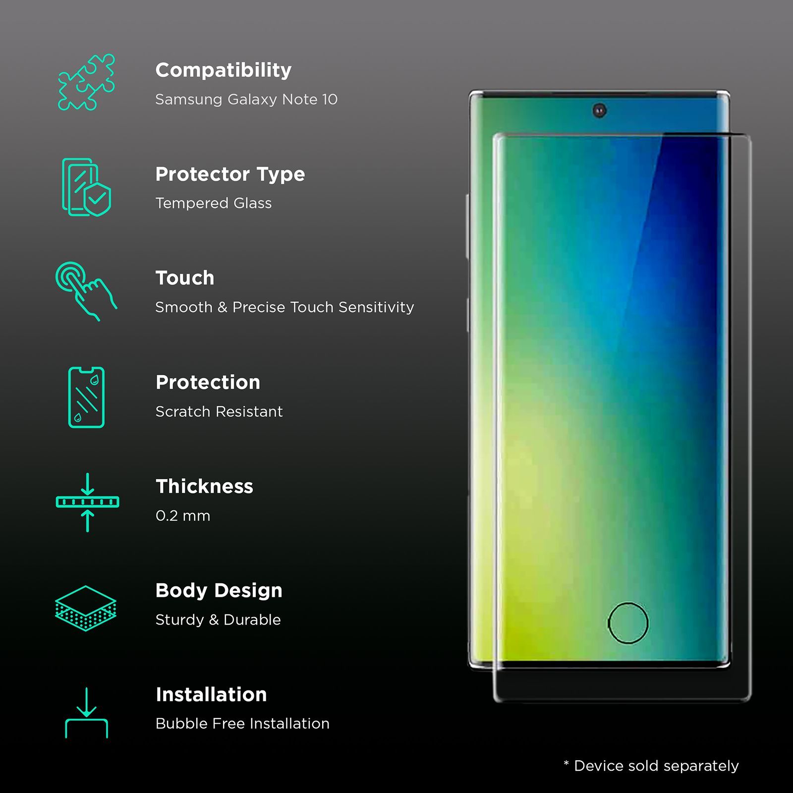 scratchgard 3D Tempered Glass Screen Protector for Samsung Galaxy Note 10 (Fingerprint Resistant)_3