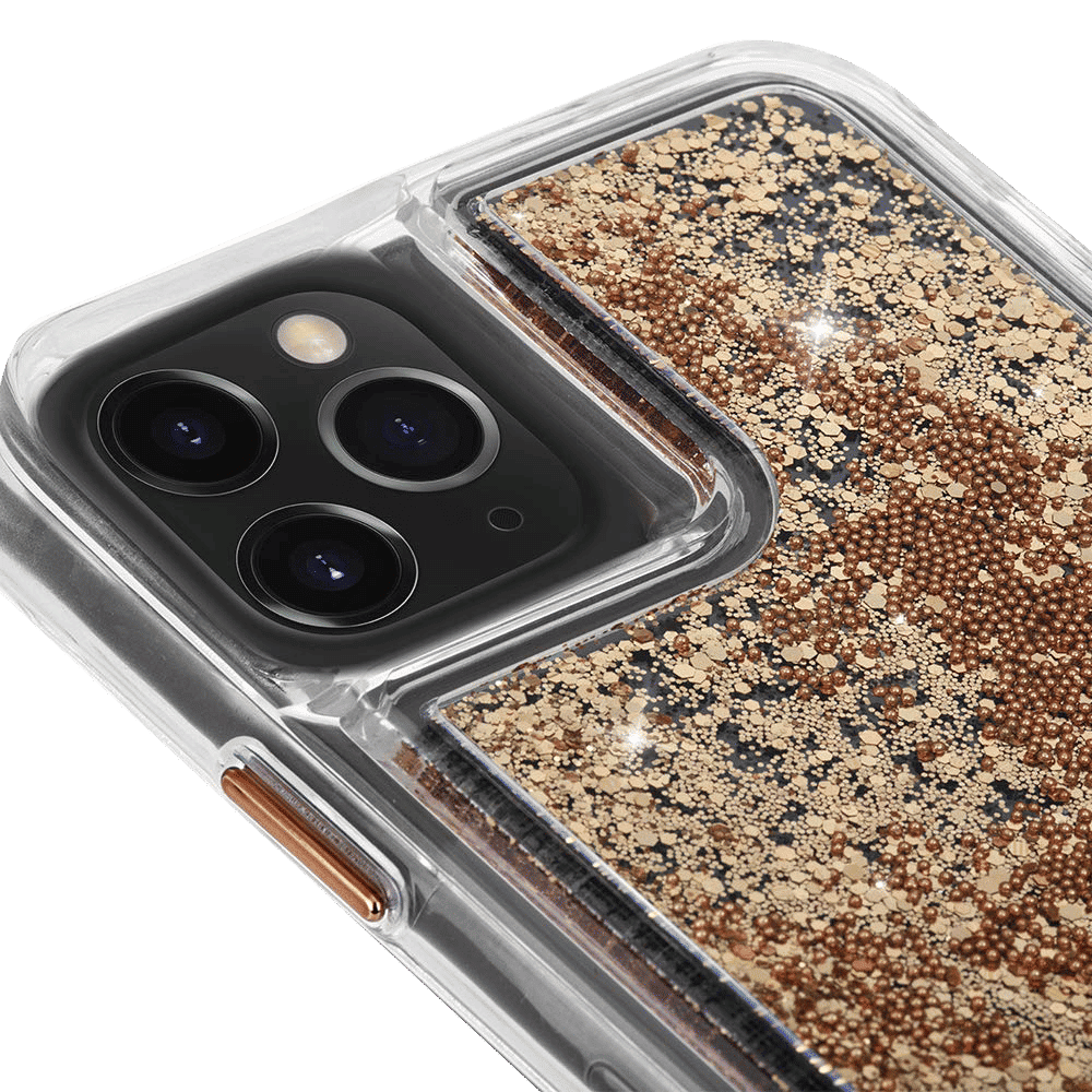 Case-Mate Waterfall Glitter Polycarbonate Back Cover for Apple iPhone 11 Pro (Wireless Charging Compatible, Gold Waterfall)_10