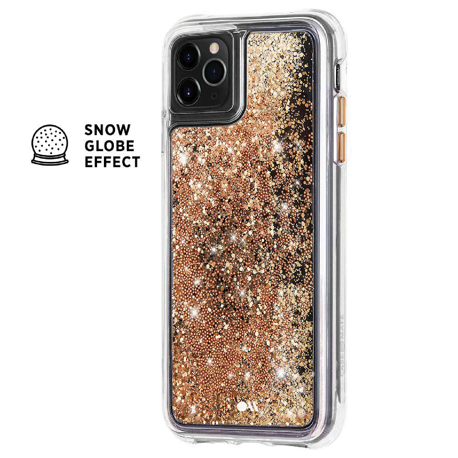 Case-Mate Waterfall Glitter Polycarbonate Back Cover for Apple iPhone 11 Pro (Wireless Charging Compatible, Gold Waterfall)_8
