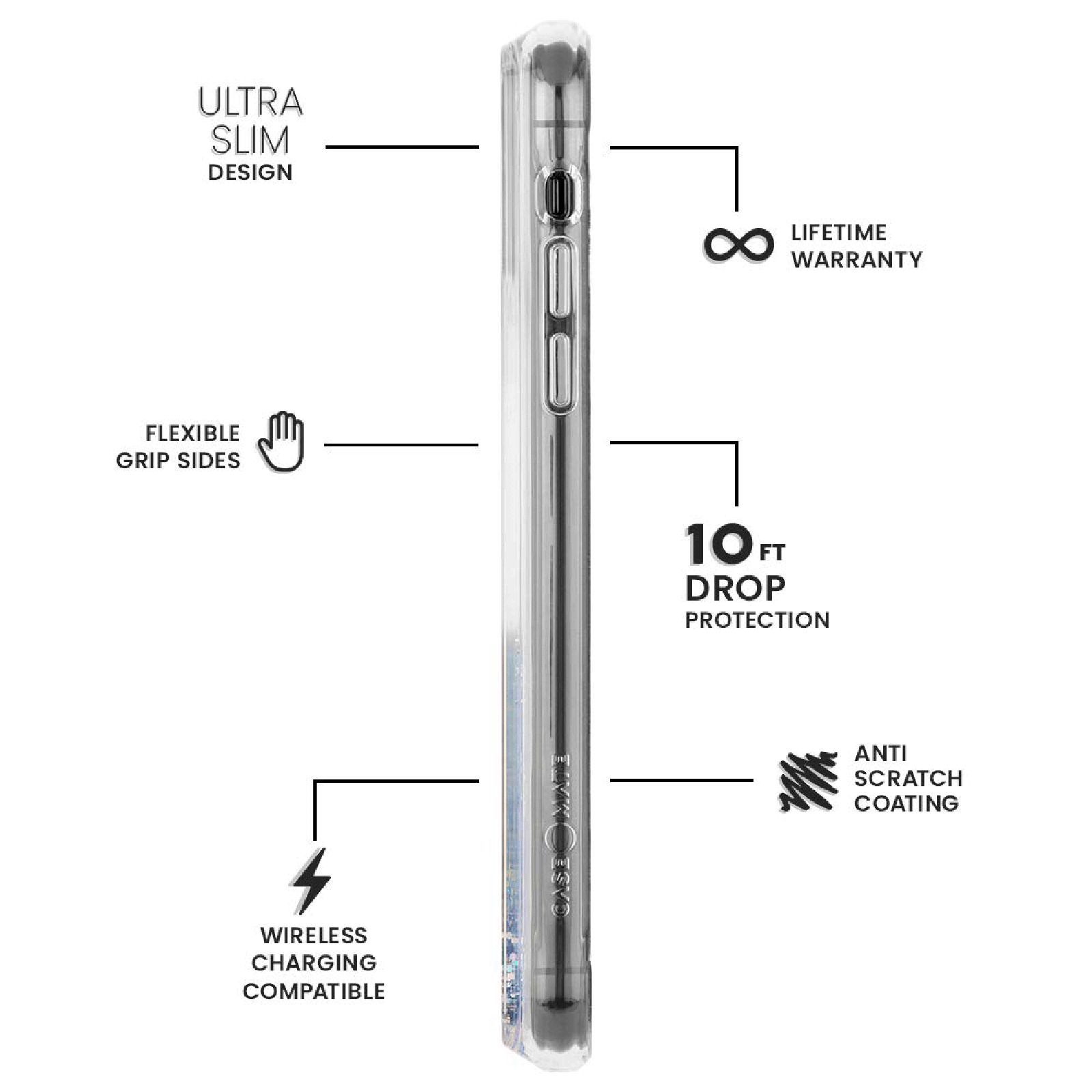 Case-Mate Waterfall Glitter Polycarbonate Back Cover for Apple iPhone 11 Pro (Wireless Charging Compatible, Iridescent Diamond)_6