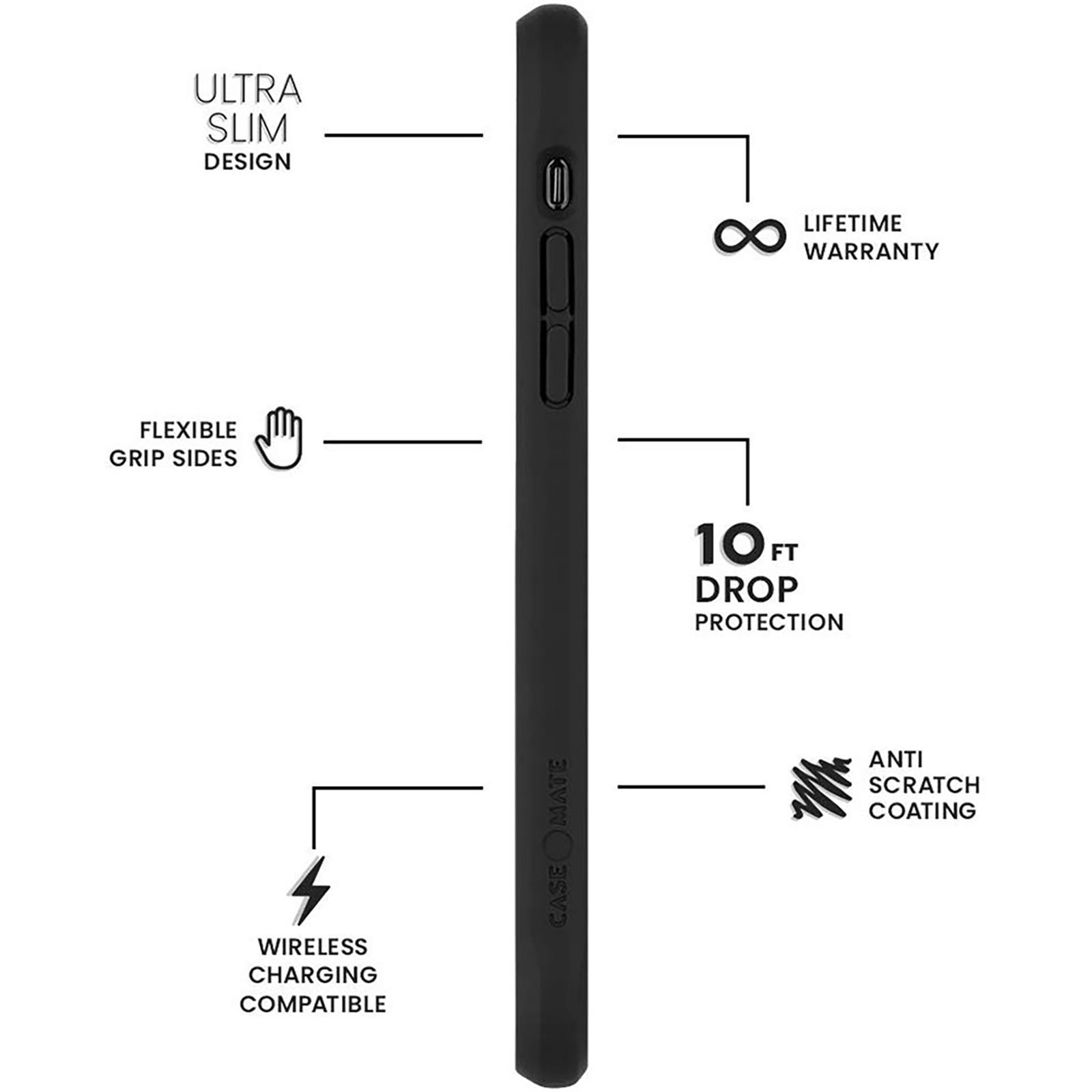 Case-Mate Barely Polycarbonate Back Cover for Apple iPhone 11 Pro Max (Anti Scratch, Black)_6