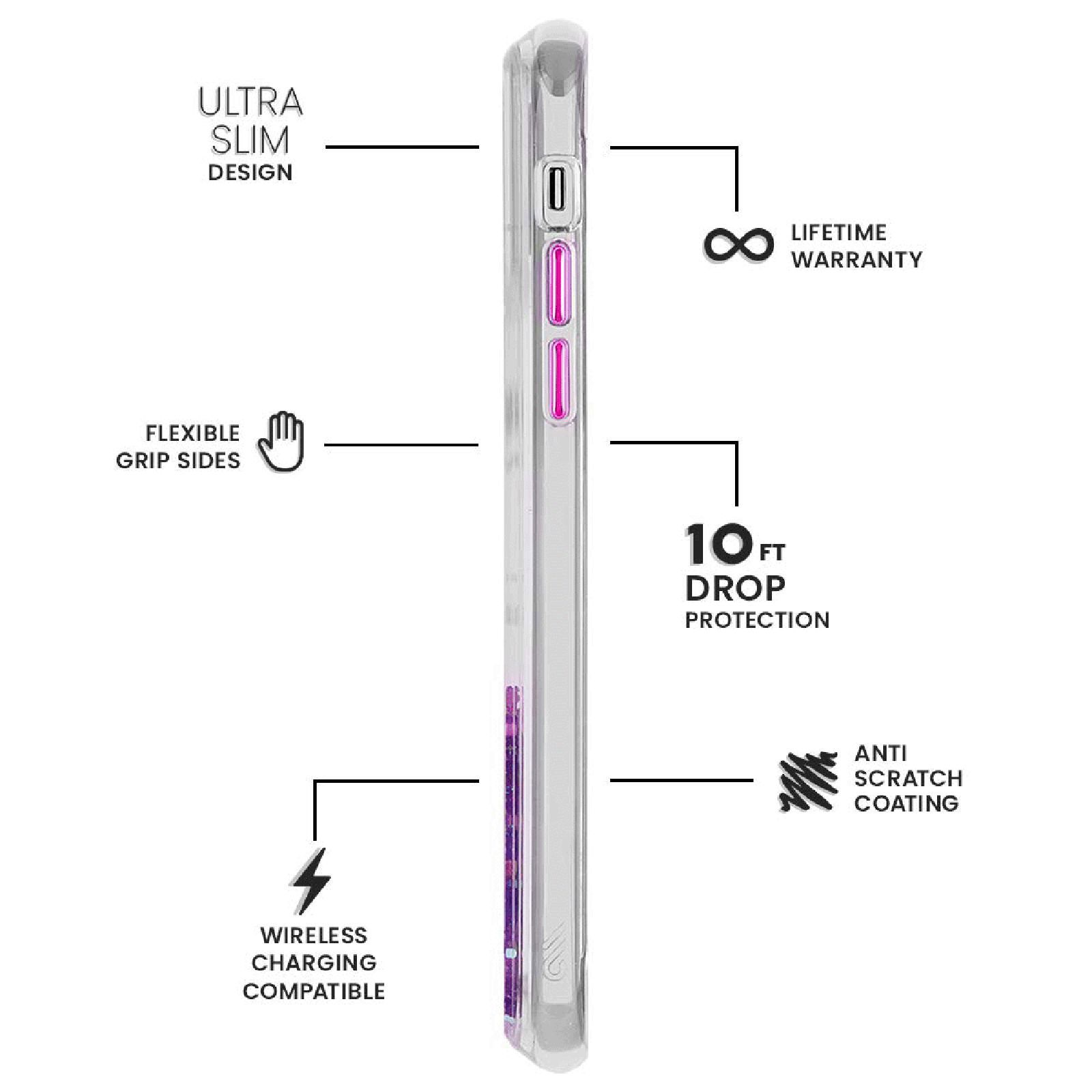 Case-Mate Waterfall Glitter Polycarbonate Back Cover for Apple iPhone 11 Pro Max (Wireless Charging Compatible, Confetti)_8