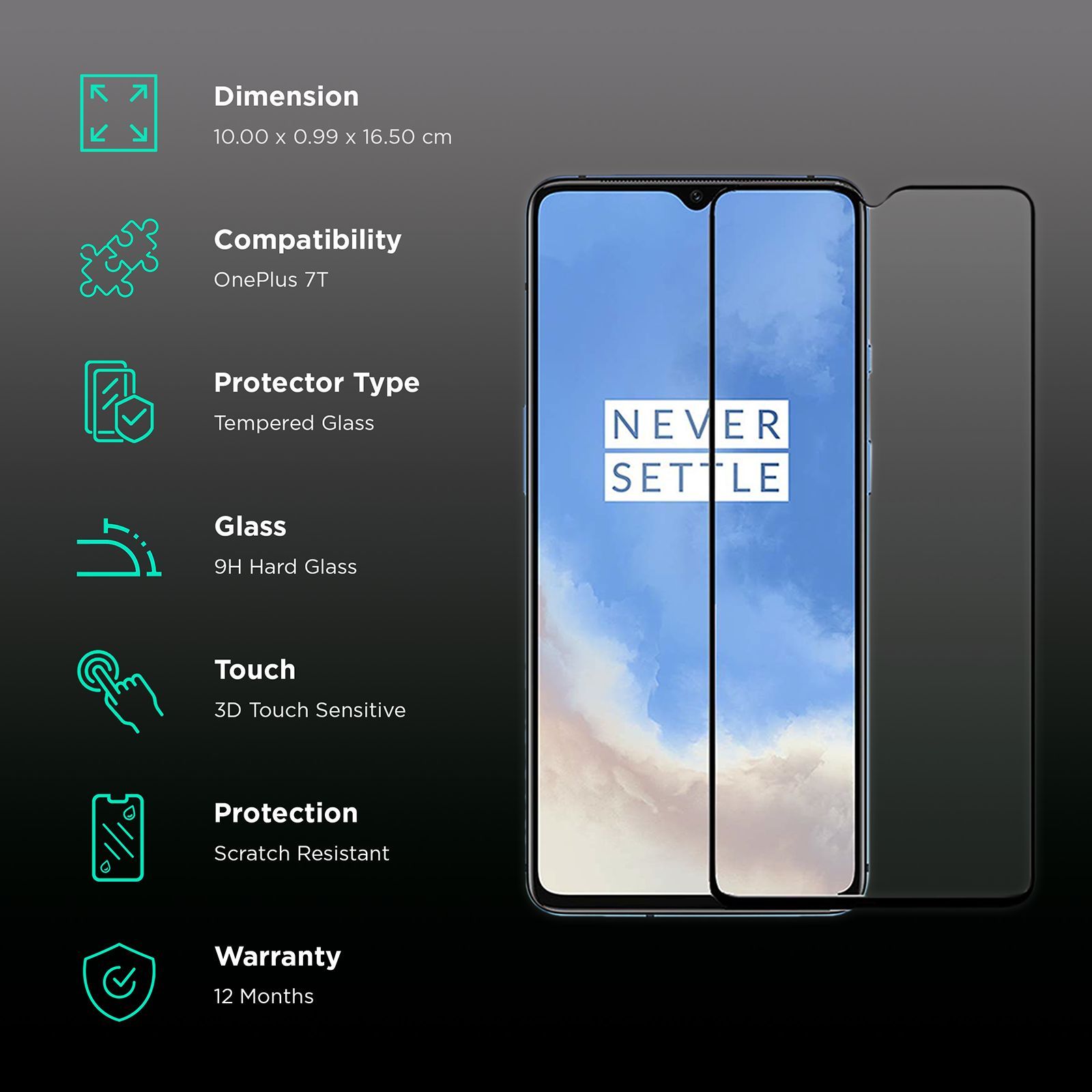 Brilyant Catz Tempered Glass Screen Protector for OnePlus 7T (Ultra Transparent Visibility)_3