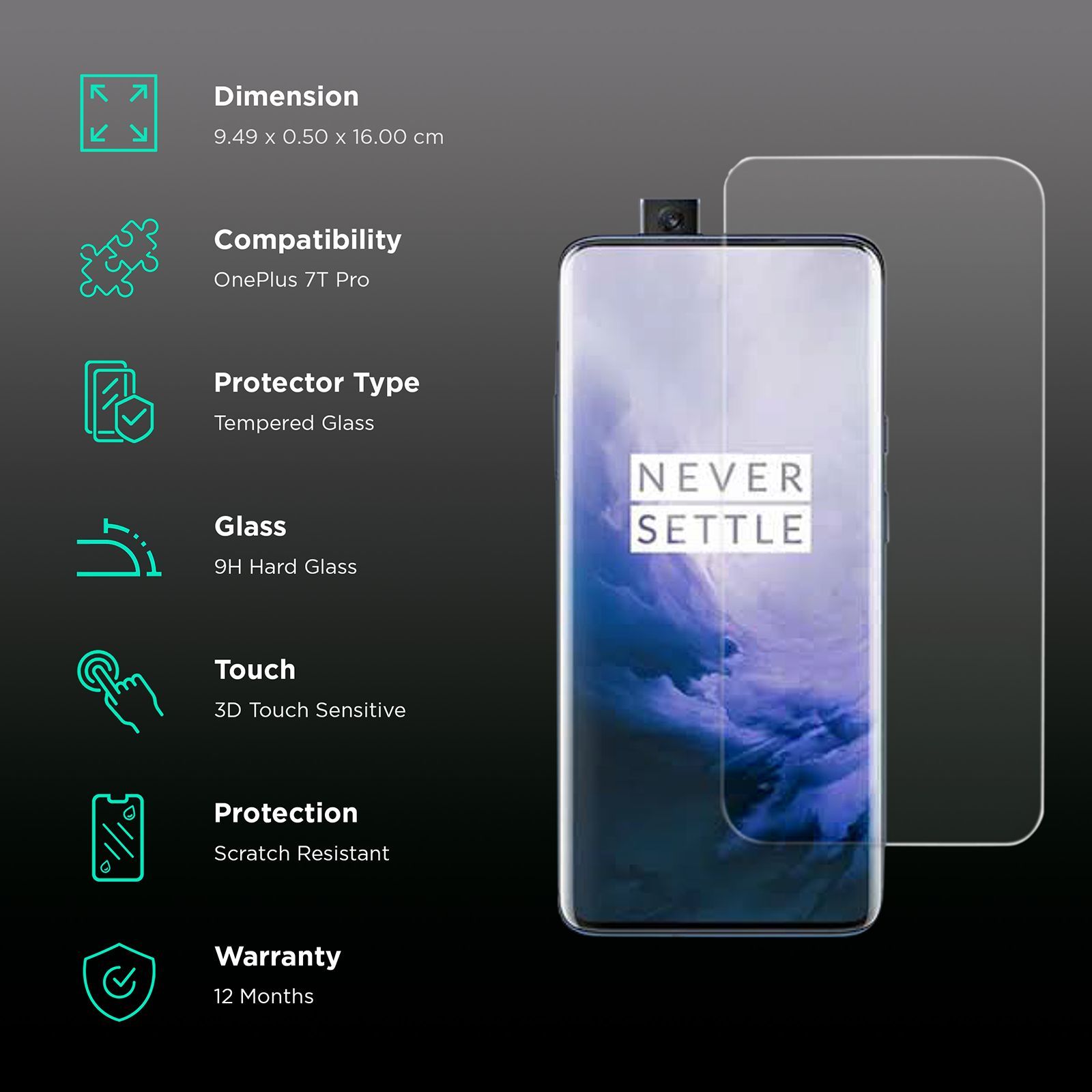 Brilyant Catz Tempered Glass Screen Protector for OnePlus 7T Pro (Ultra Transparent Visibility)_3
