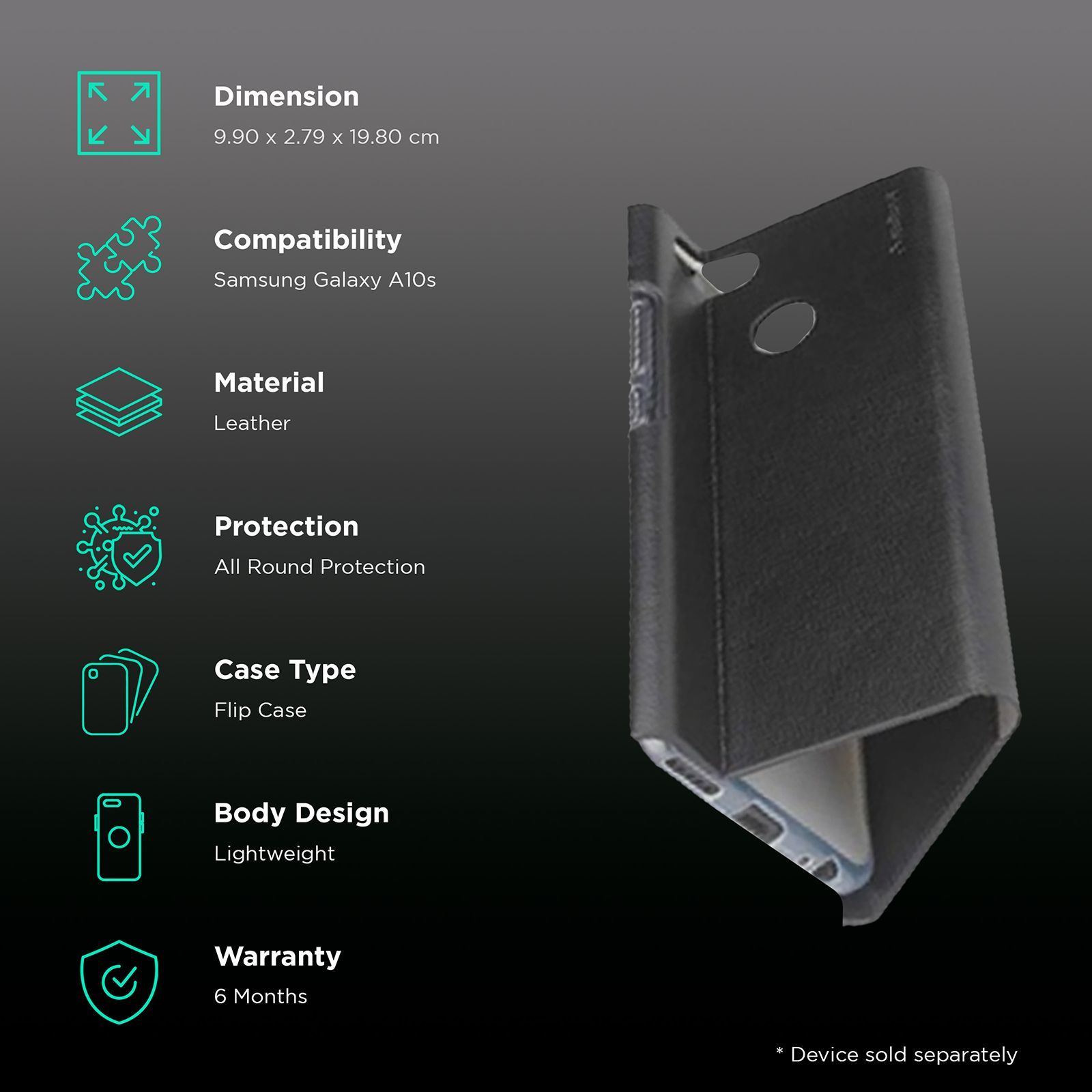 stuffcool FLPTSGA10S Leather Flip Cover for Samsung Galaxy A10s ( Easy Access To Ports, Black) stuffcool FLPTSGA10S Leather Flip Cover for Samsung Galaxy A10s ( Easy Access To Ports, Black)_2