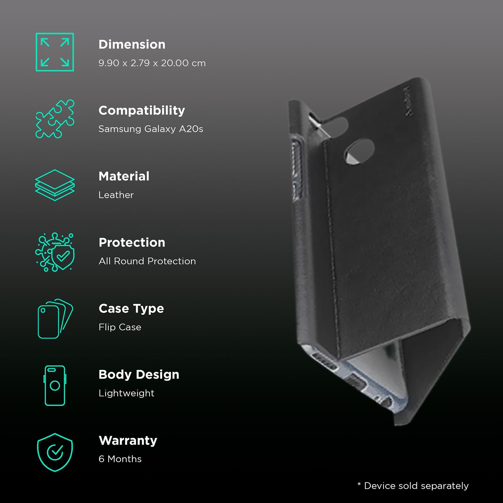 stuffcool FLPTSGA20S Leather Flip Cover for Samsung Galaxy A20s ( Easy Access To Ports, Black)_2