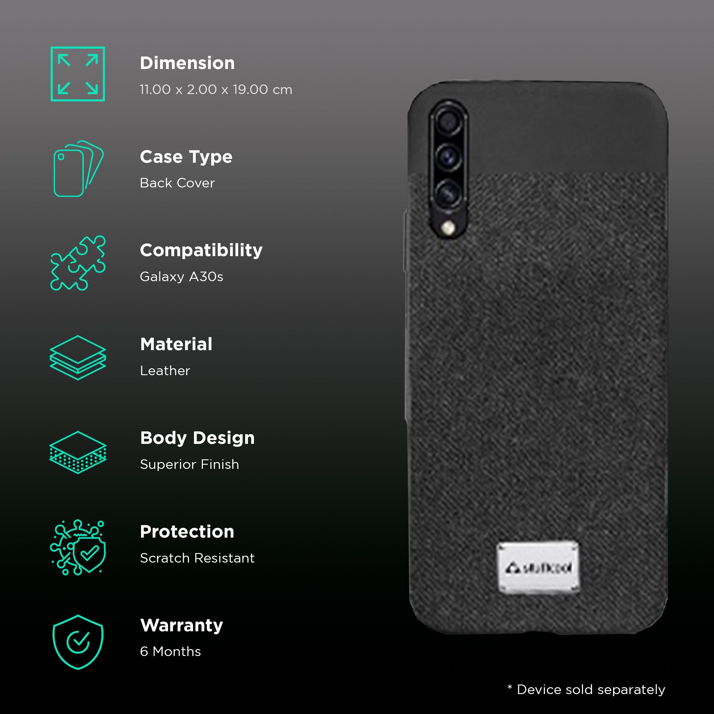 stuffcool BONSGA30S Leather Back Cover for Samsung Galaxy A30s (Camera Protection, Black)_2