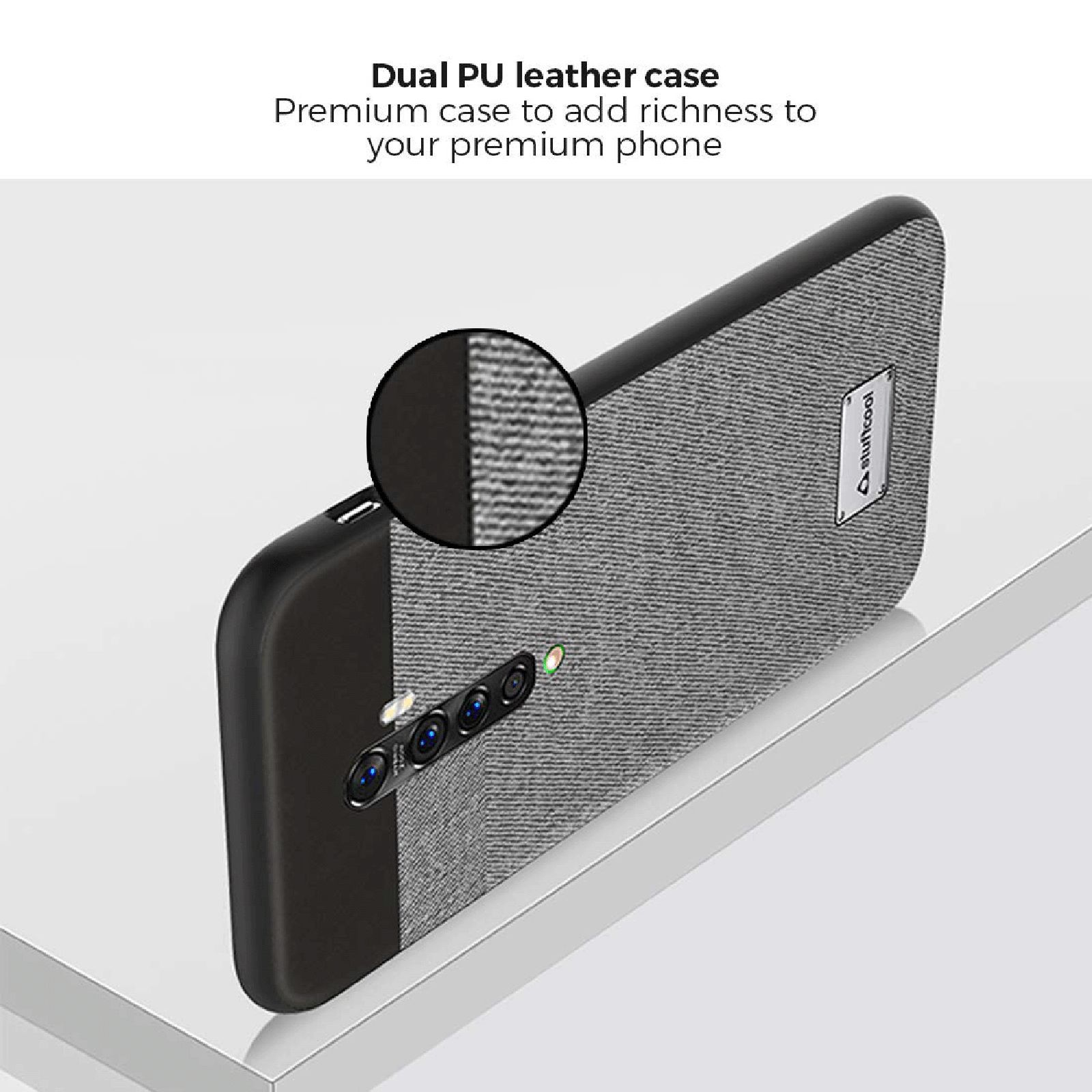 stuffcool PU & Leather Back Cover oppo Reno 2Z (Scratch Protection, Grey)_7