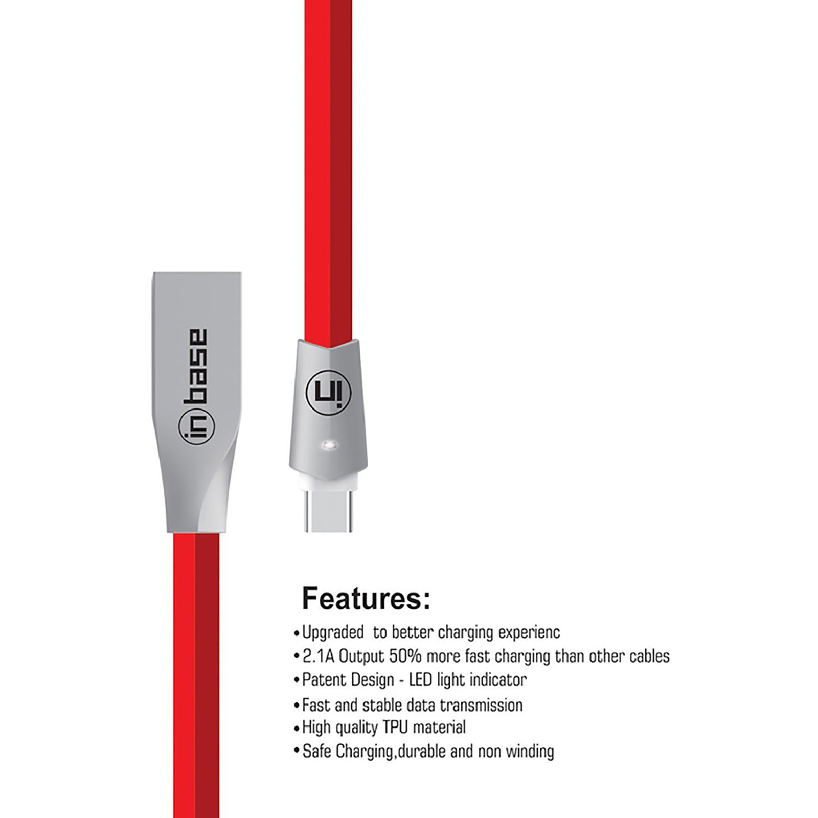 in base Type A to Type C 3.9 Feet (1.2M) Cable (Tangle Free Cord, Red) in base Type A to Type C 3.9 Feet (1.2M) Cable (Tangle Free Cord, Red)_6