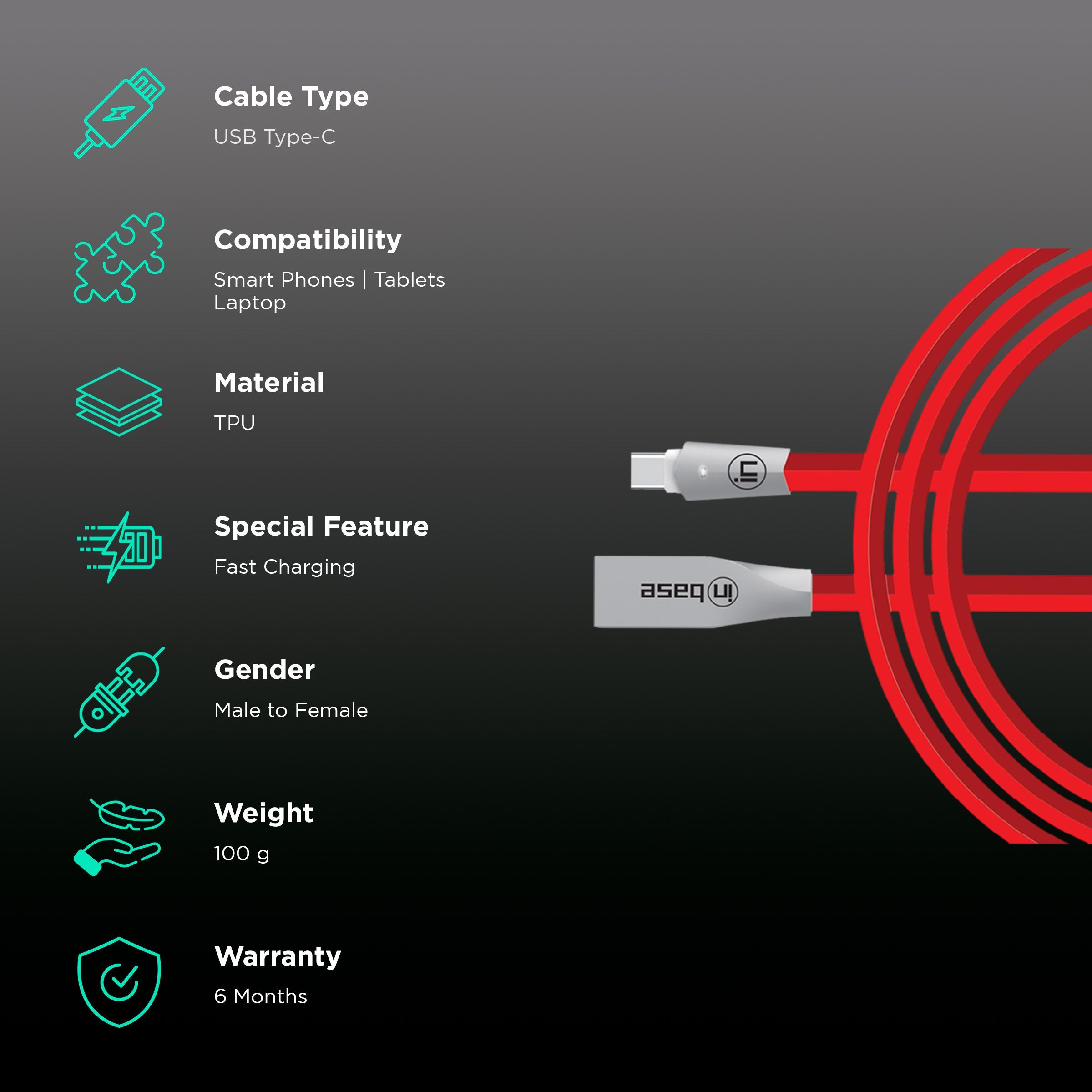 in base Type A to Type C 3.9 Feet (1.2M) Cable (Tangle Free Cord, Red) in base Type A to Type C 3.9 Feet (1.2M) Cable (Tangle Free Cord, Red)_2
