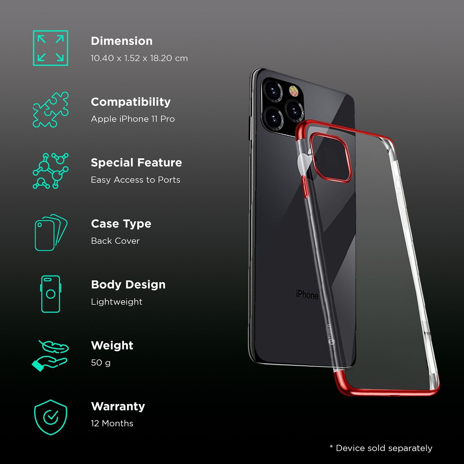 in base Luxury High Grade Hard Back Cover for Apple iPhone 11 Pro (Camera Protection, Clear)_2