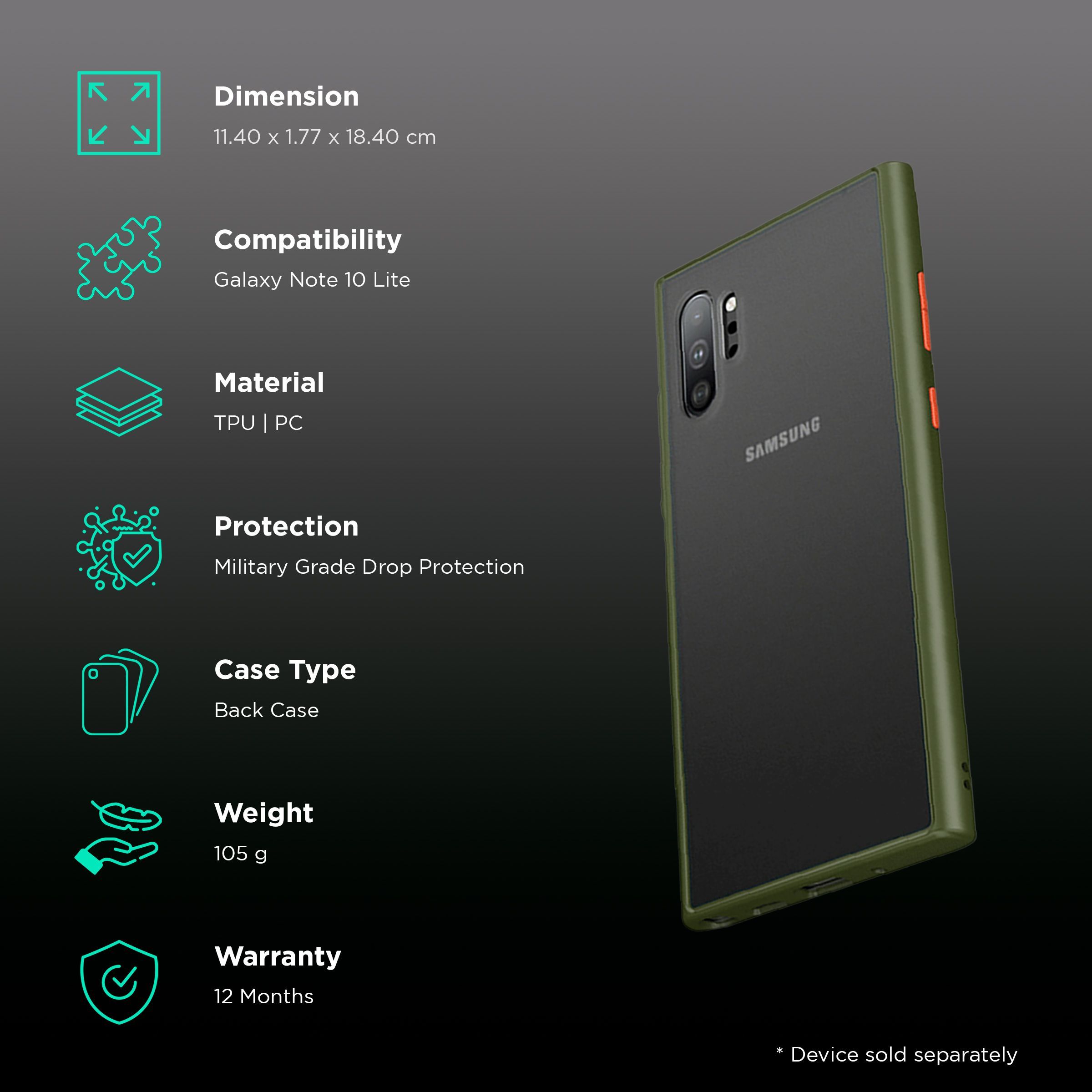 in base Duplex Soft TPU & Polycarbonate Back Cover for SAMSUNG Note 10 Lite (Military Grade Drop Protection, Black)_2