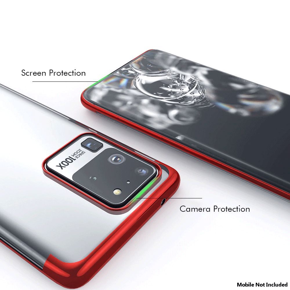 in base Luxury Polyurethane Back Cover for SAMSUNG Galaxy S20 Ultra (Lightweight, Clear with Red)_4