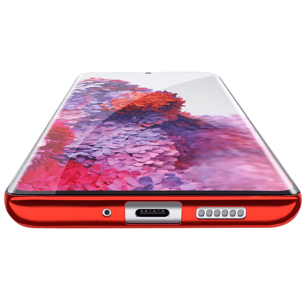 in base Luxury Polyurethane Back Cover for SAMSUNG Galaxy S20 Ultra (Lightweight, Clear with Red)_5