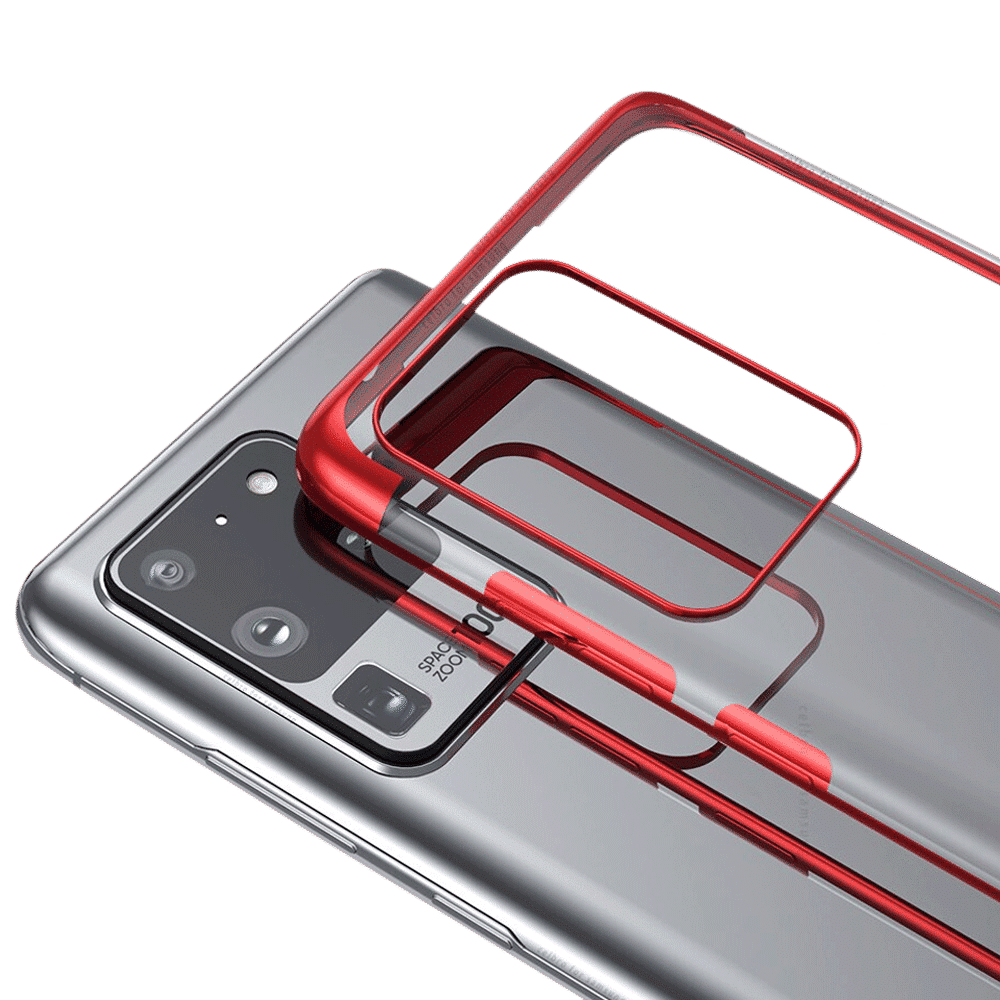 in base Luxury Polyurethane Back Cover for SAMSUNG Galaxy S20 Ultra (Lightweight, Clear with Red)_6
