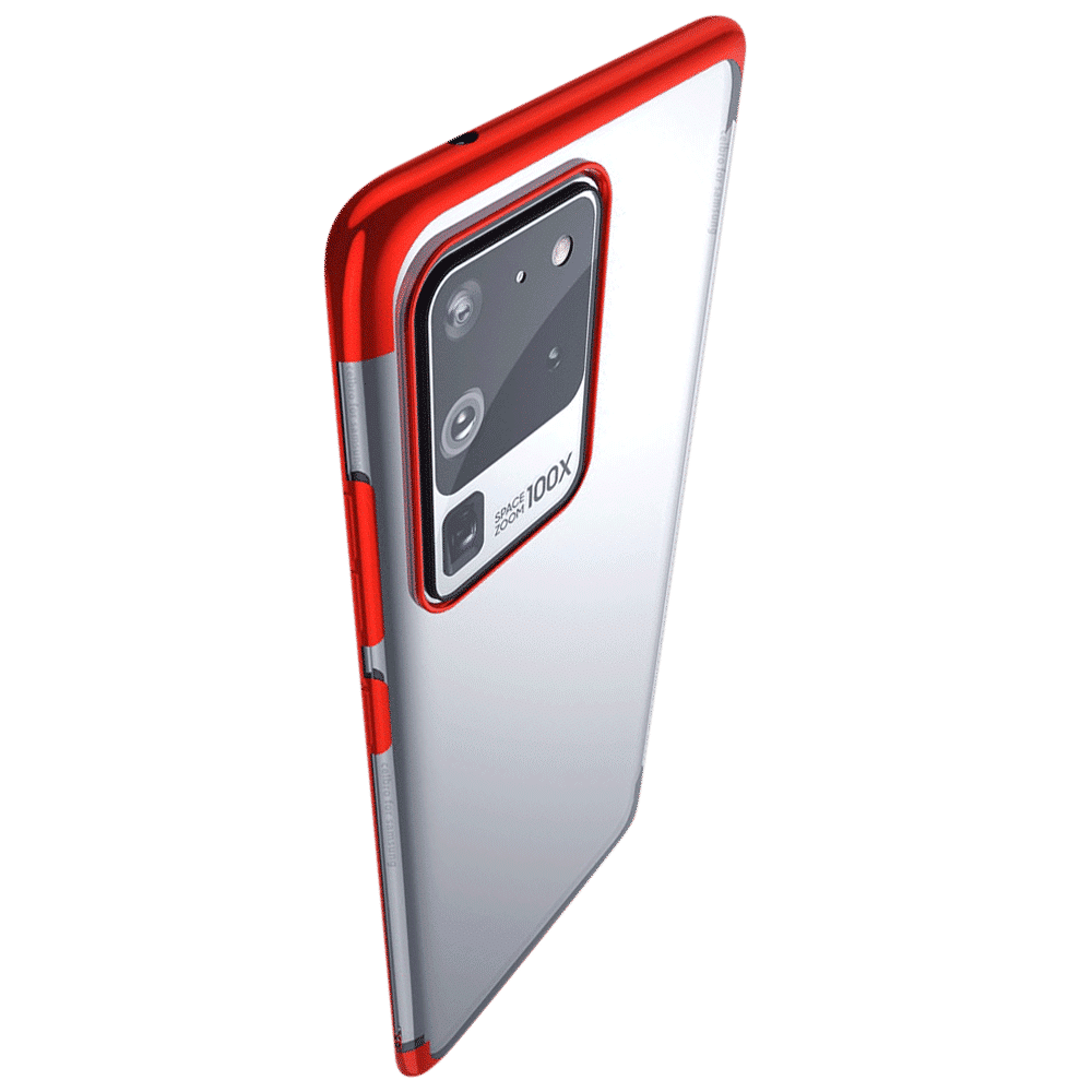 in base Luxury Polyurethane Back Cover for SAMSUNG Galaxy S20 Ultra (Lightweight, Clear with Red)_7