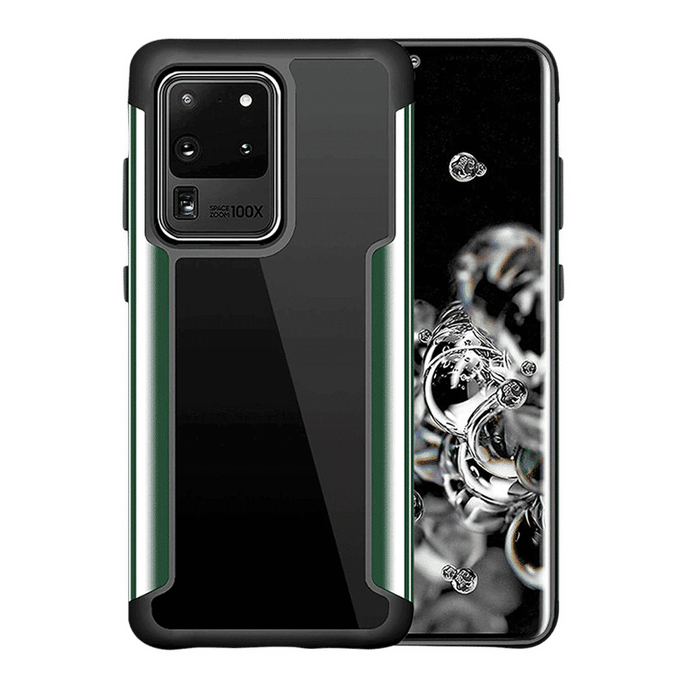 in base Ipak Tuf Polyurethane Back Cover for SAMSUNG Galaxy S20 Ultra (Lightweight, Green with Black)_1