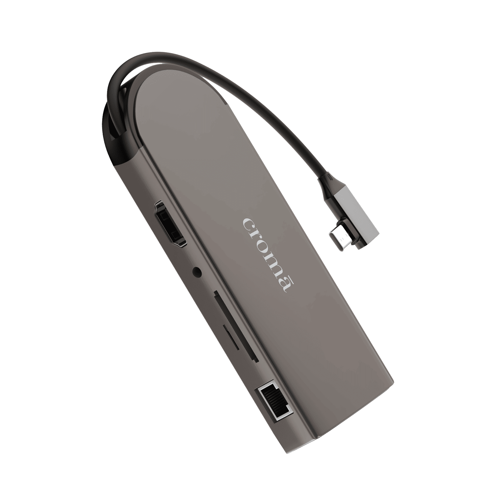 Croma 10-in-1 USB 3.0 Type C to USB 3.0 Type C, USB 3.0 Type A, SD Card Slot, TF Card Reader, RJ45, VGA Port, HDMI, 3.5mm Stereo Multi-Port Hub (High Speed Transfer Data, Silver)_1