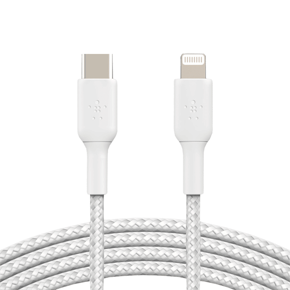belkin Boost Charge USB 2.0 Type C to Lightning Charging Cable (Double Braided Nylon, White) belkin Boost Charge USB 2.0 Type C to Lightning Charging Cable (Double Braided Nylon, White)_1