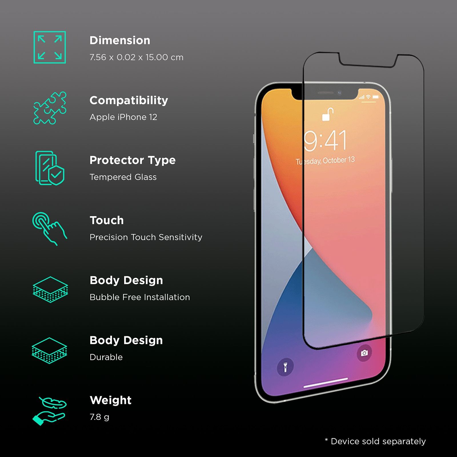 scratchgard Tempered Glass Screen Protector For Apple iPhone 12 (Fingerprint Resistant)_3