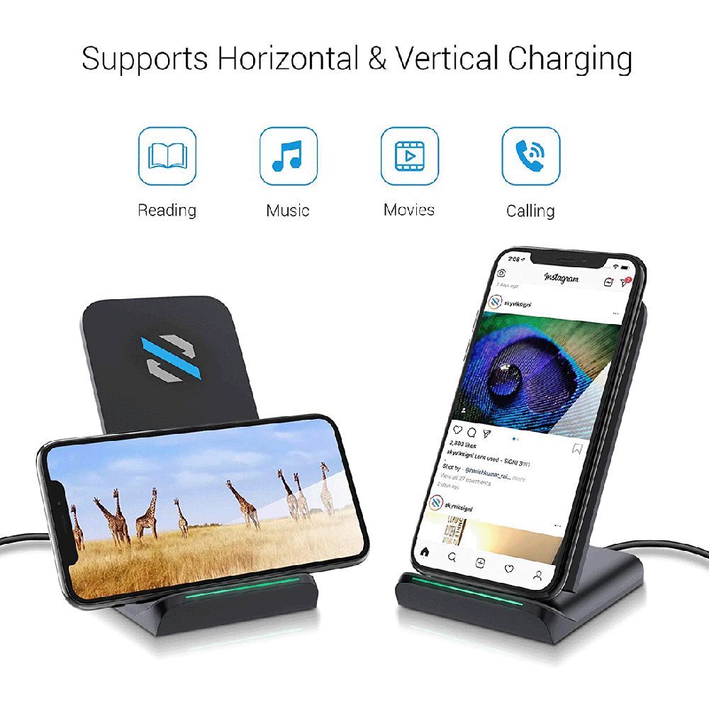 SKYVIK Beam 2 15W Wireless Charger for iPhone and Android (Qi Certified, Dual Coils, Black)_4