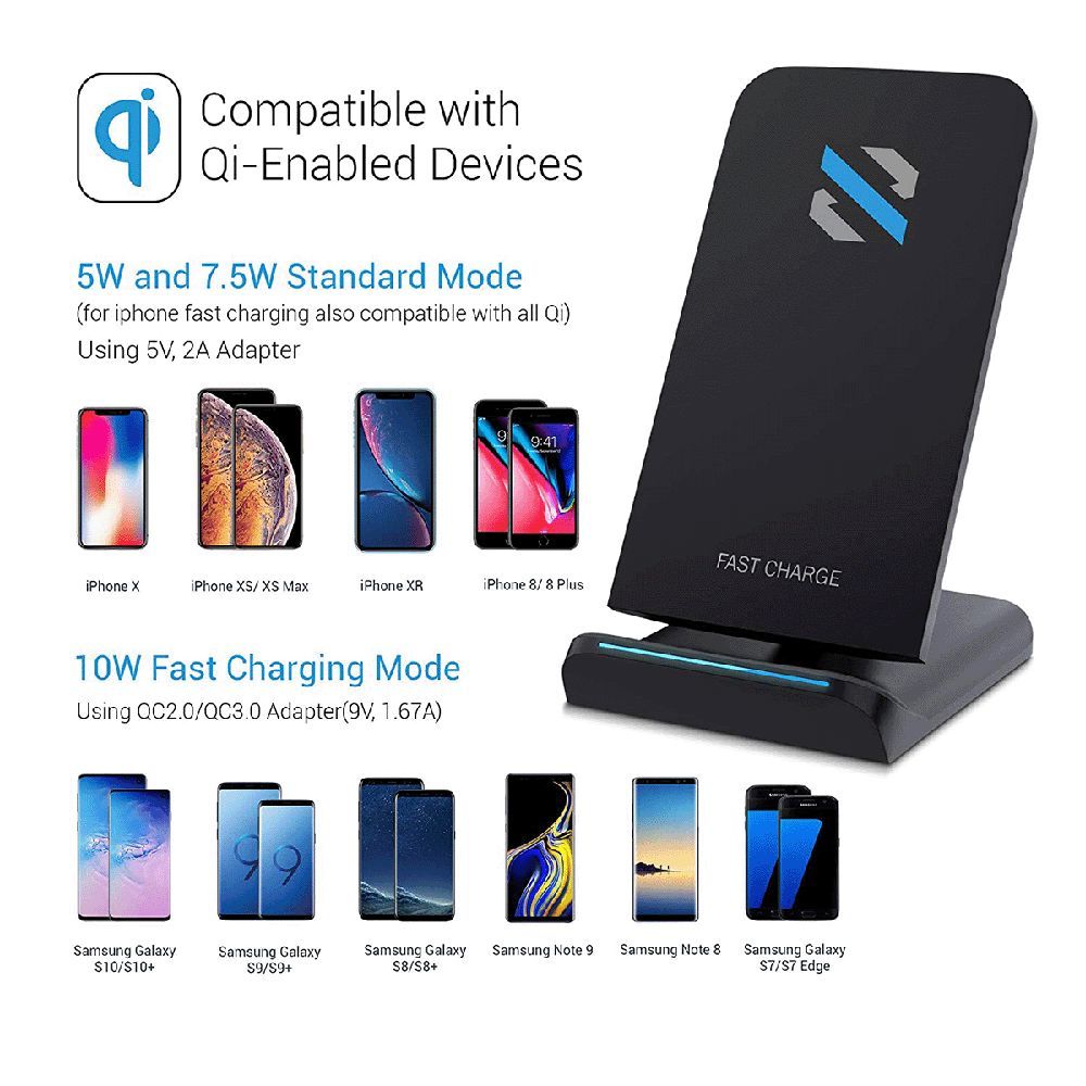 SKYVIK Beam 2 15W Wireless Charger for iPhone and Android (Qi Certified, Dual Coils, Black)_5